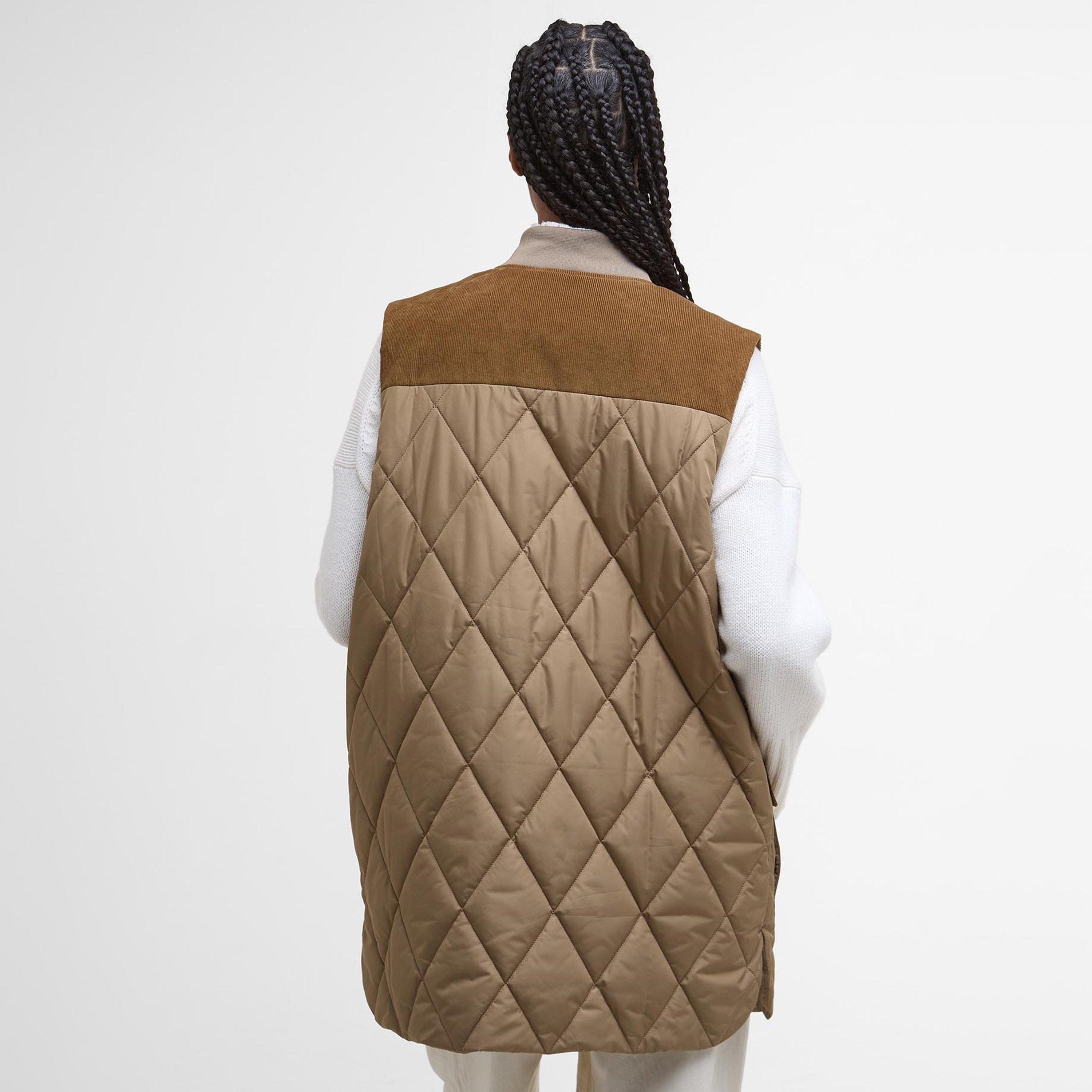 Brown/Tartan - Barbour - Women's Lydia Diamond Quilted Sleeveless Gilet - 3