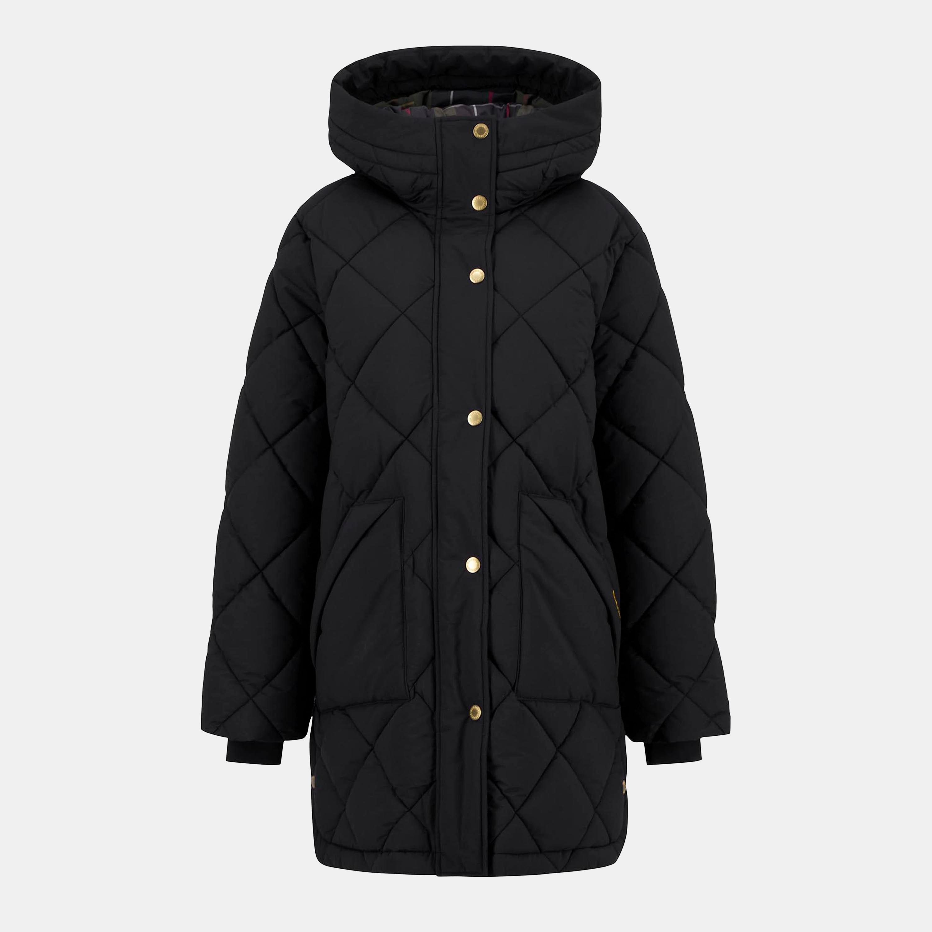 Barbour Women's Kailyn Hooded Long Sleeve Medium Puffer Jacket - Black/C Tartan - 18 (2XL)