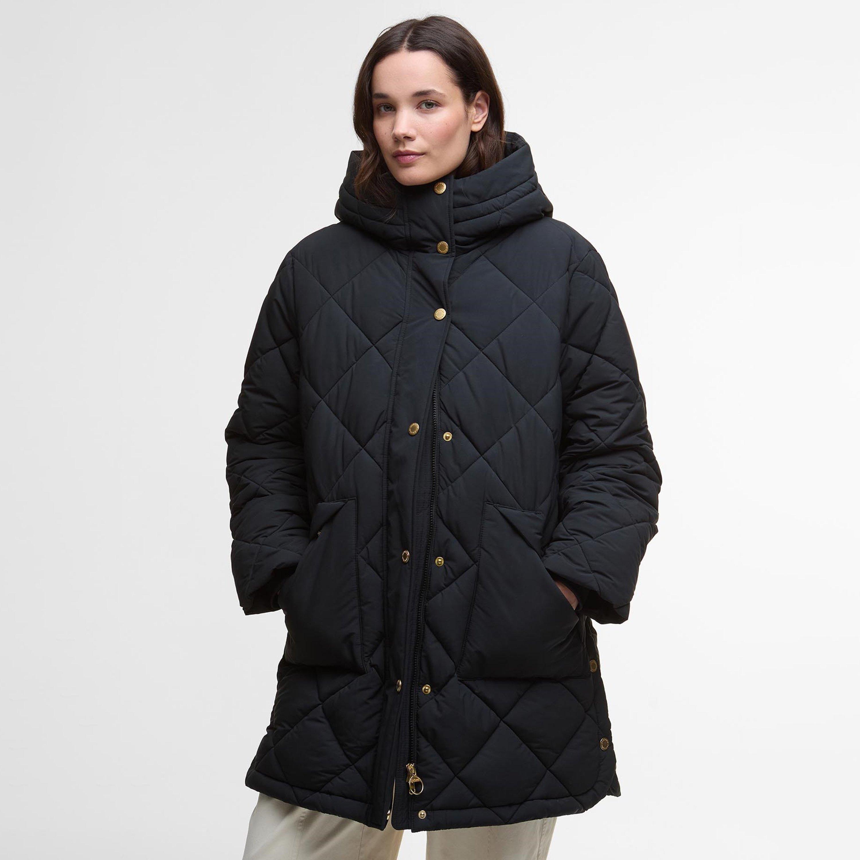 Black/C Tartan - Barbour - Women's Kailyn Hooded Long Sleeve Medium Puffer Jacket - 2