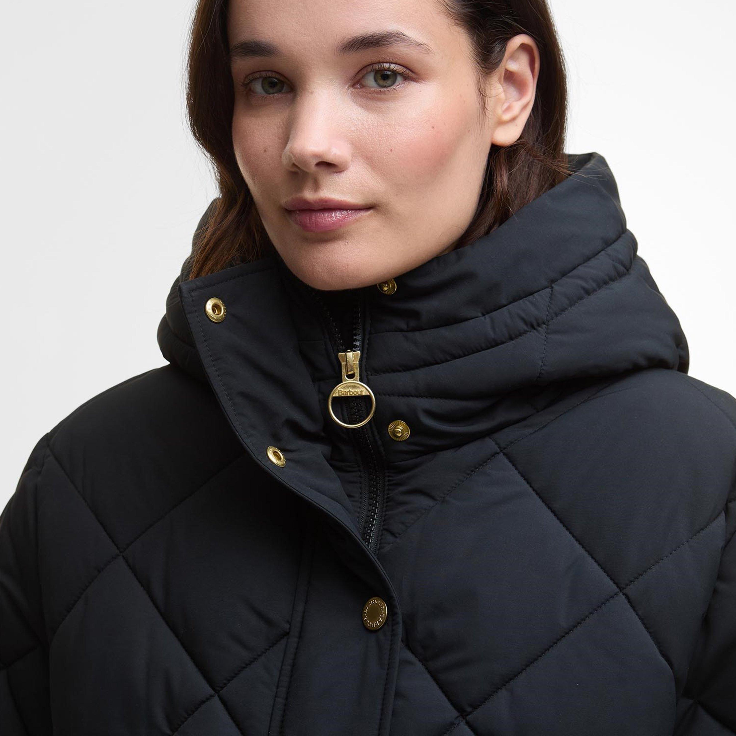 Black/C Tartan - Barbour - Women's Kailyn Hooded Long Sleeve Medium Puffer Jacket - 4