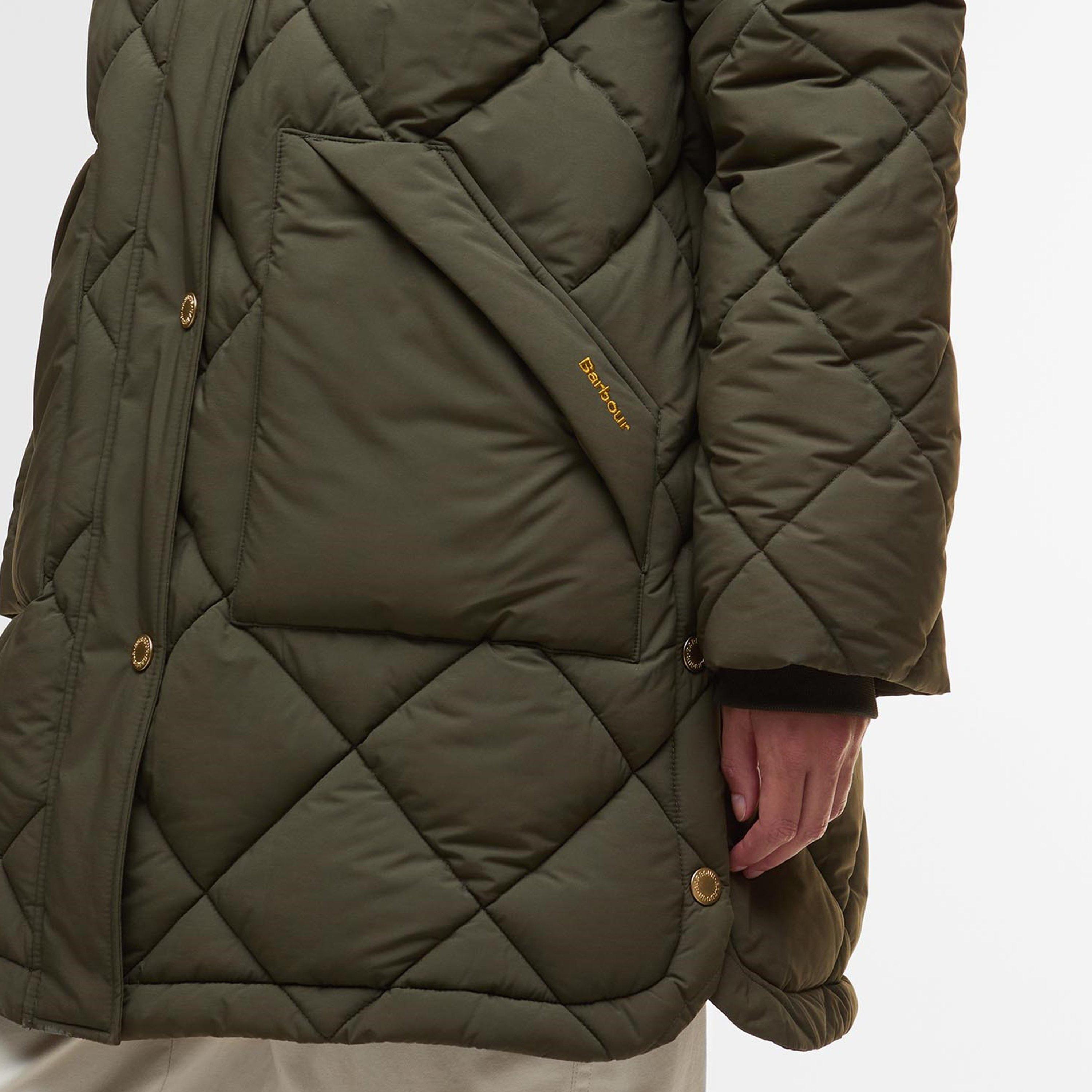 Olive/An Tartan - Barbour - Women's Kailyn Hooded Long Sleeve Medium Puffer Jacket - 5