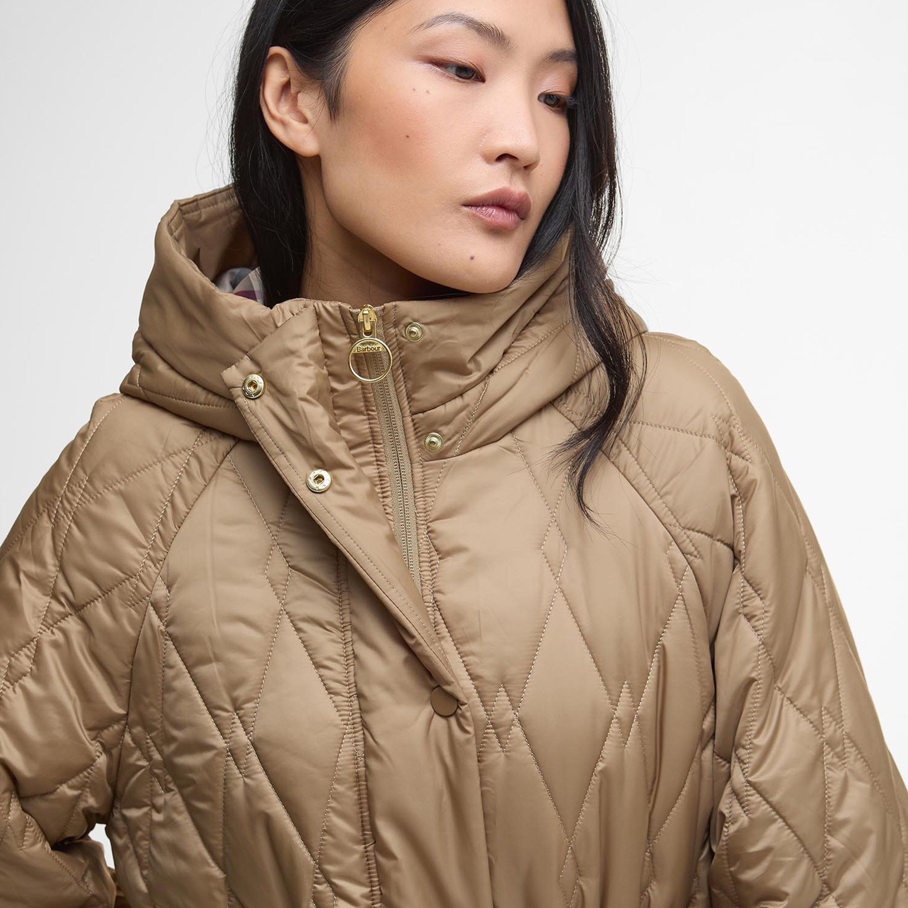 Brown/Tartan - Barbour - Women's Celine Diamond Quilted Hooded Long Sleeve Quilted Jacket - 4