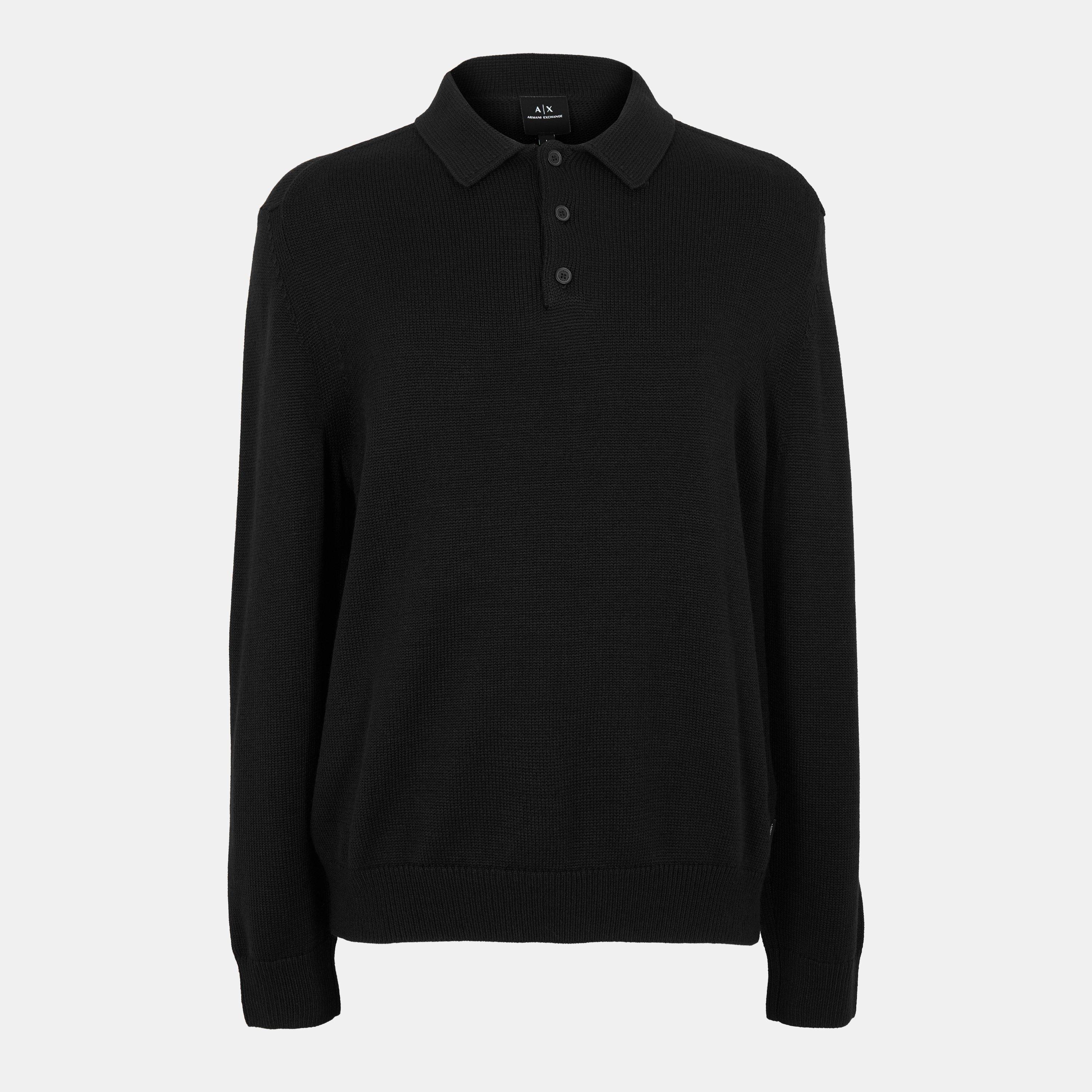 Armani Exchange Men's Black Uc001 Knitted Polo Shirt - M