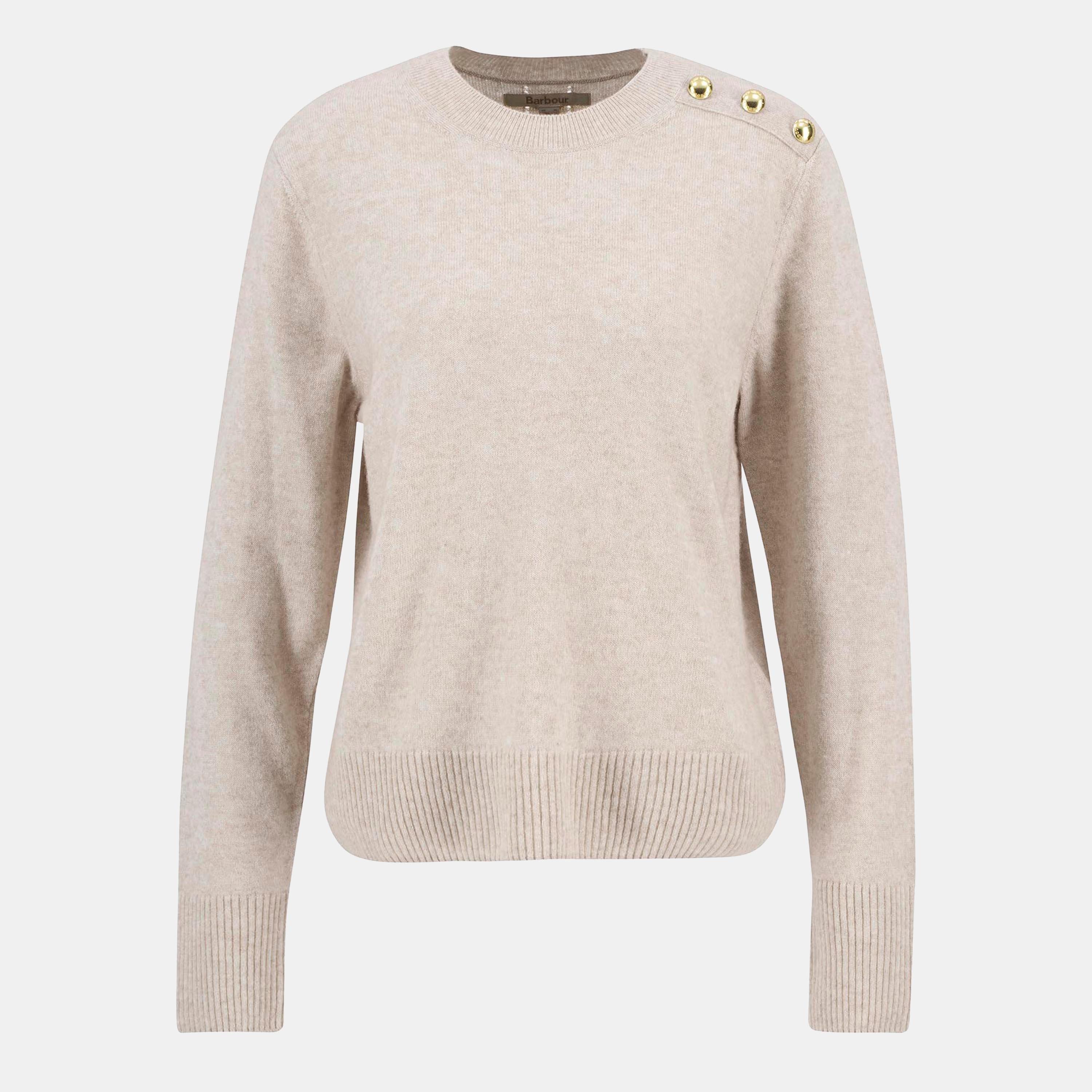 Barbour Eleanor Crew Neck Jumper - Oat - Size 16 (XL)