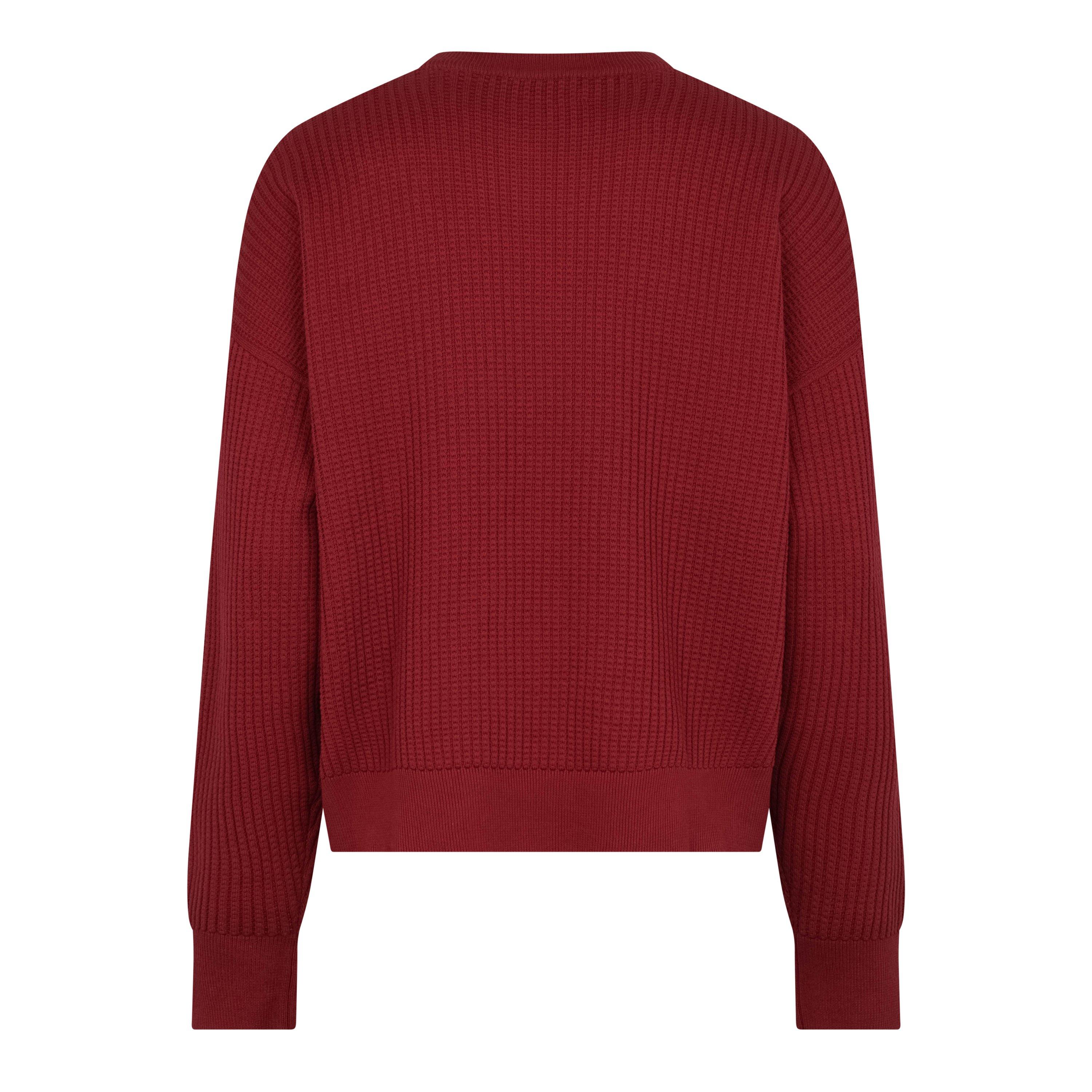 Burgundy - Drew House - Unisex Adults Sketch Mascot Waffle Crew Neck Jumper - 2