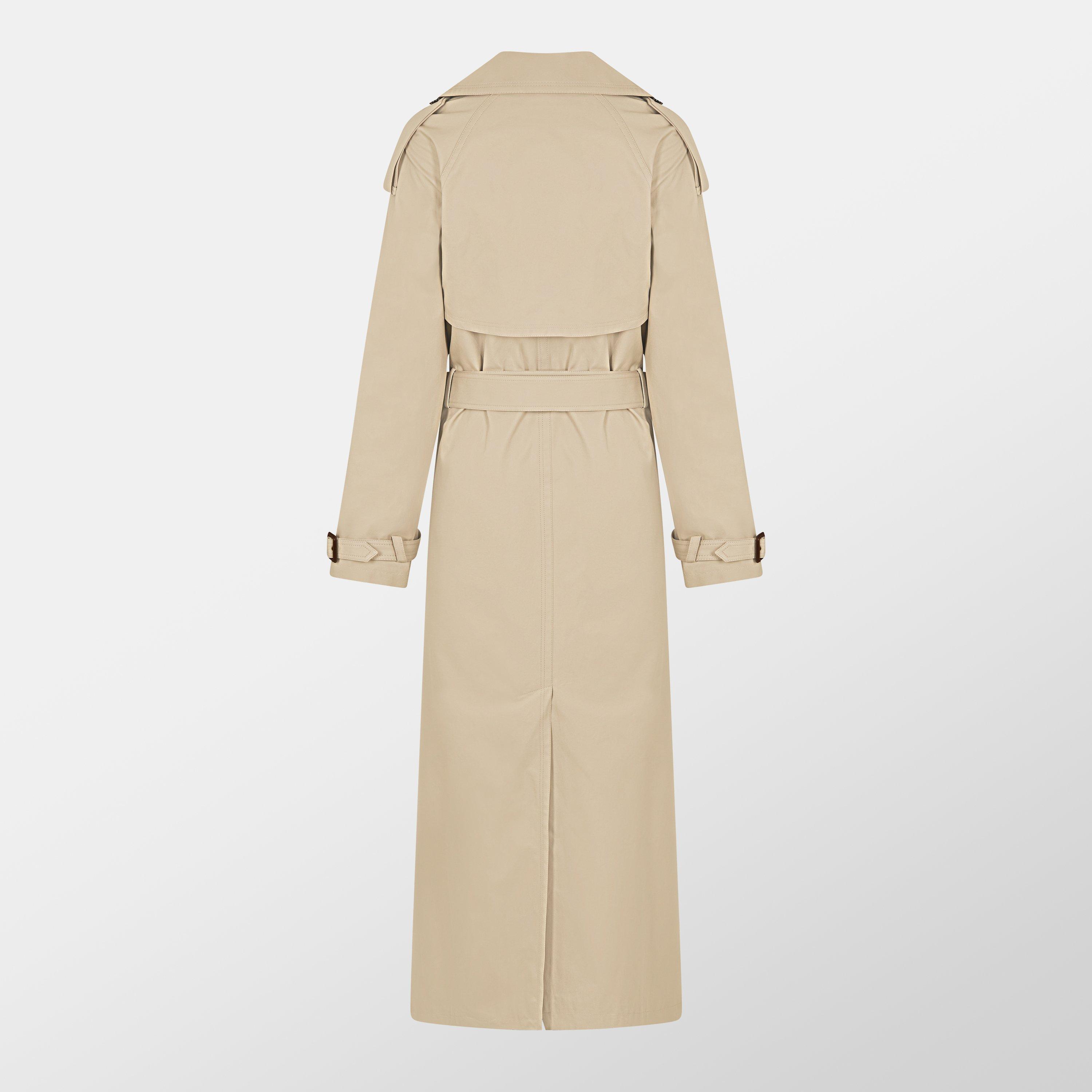 Beige - Saint Laurent - Women's Saint Lauren Cotton Long Sleeve Double-Breasted Trench Coat - 2