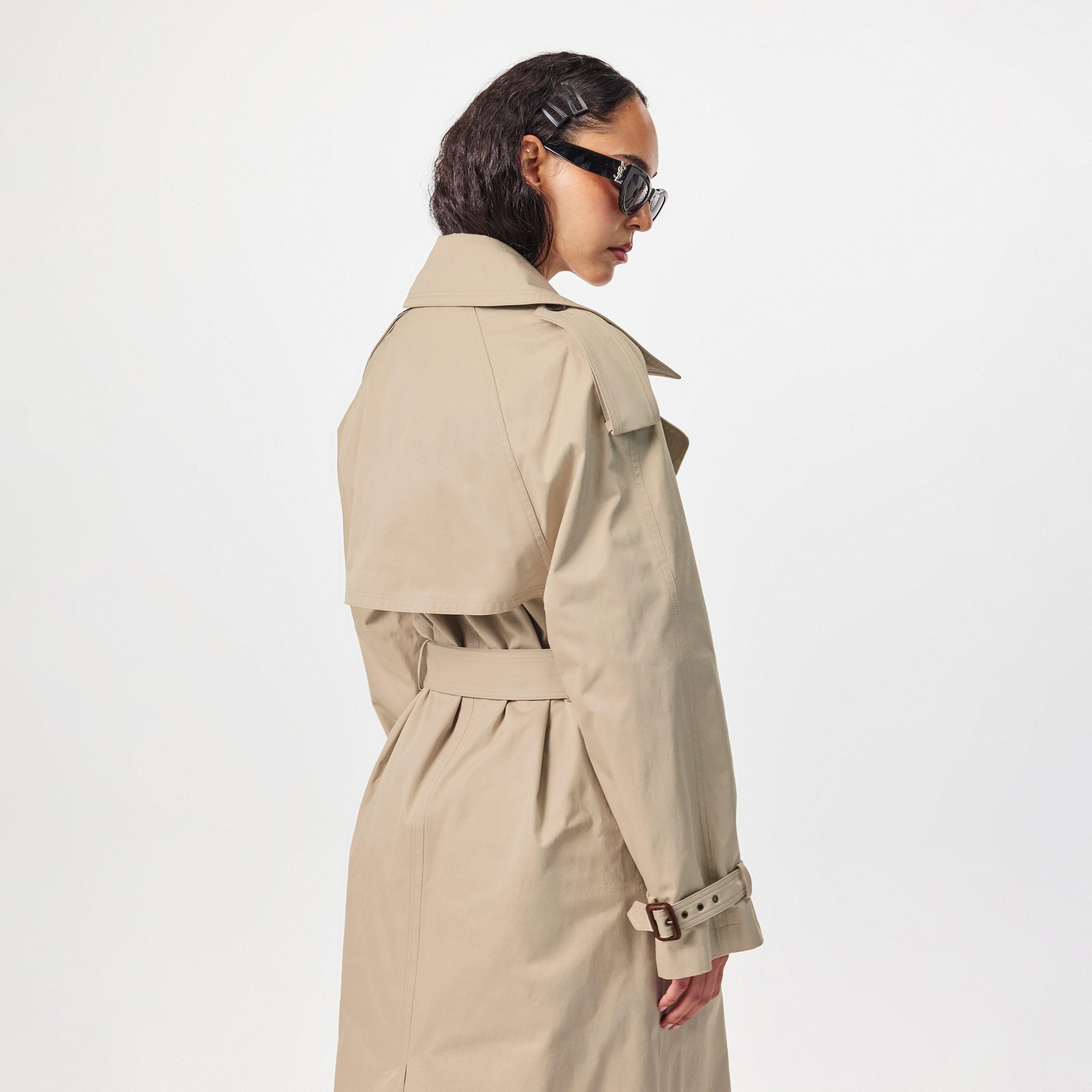 Beige - Saint Laurent - Women's Saint Lauren Cotton Long Sleeve Double-Breasted Trench Coat - 4