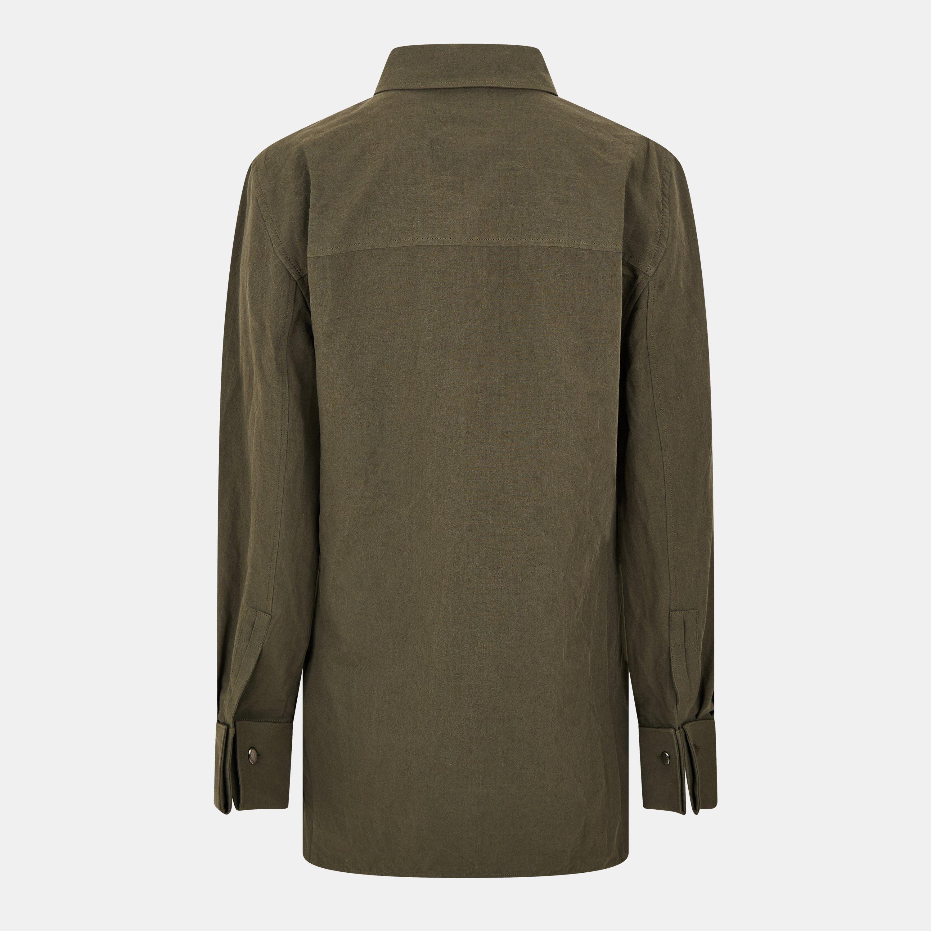 Kaki - Saint Laurent - Embroidered Long Sleeve Shirt - 2