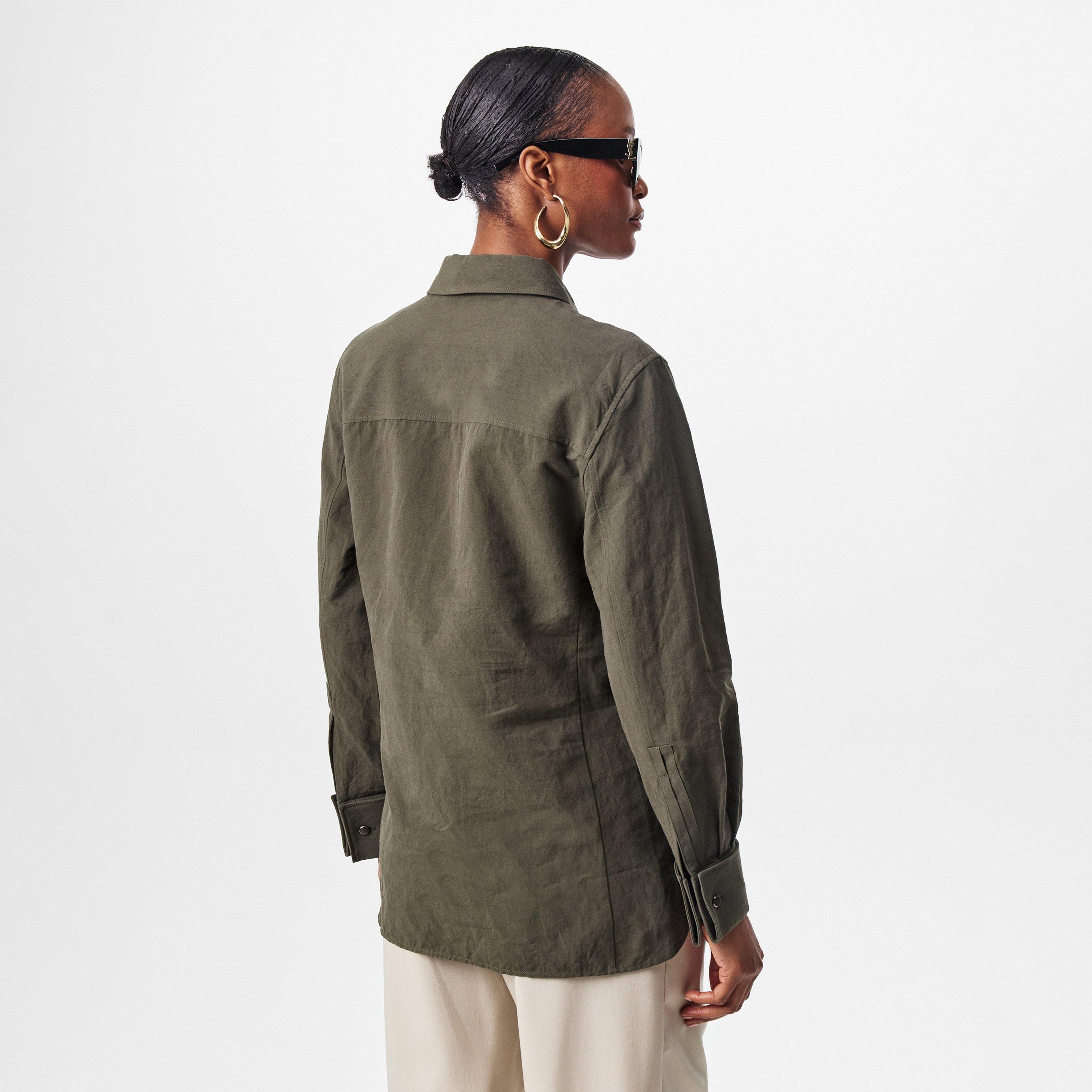 Kaki - Saint Laurent - Embroidered Long Sleeve Shirt - 4