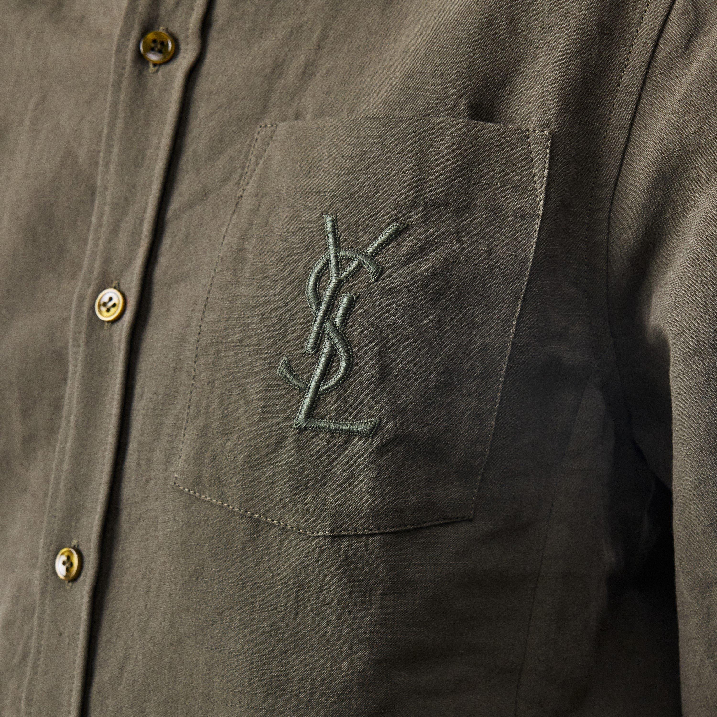 Kaki - Saint Laurent - Embroidered Long Sleeve Shirt - 5