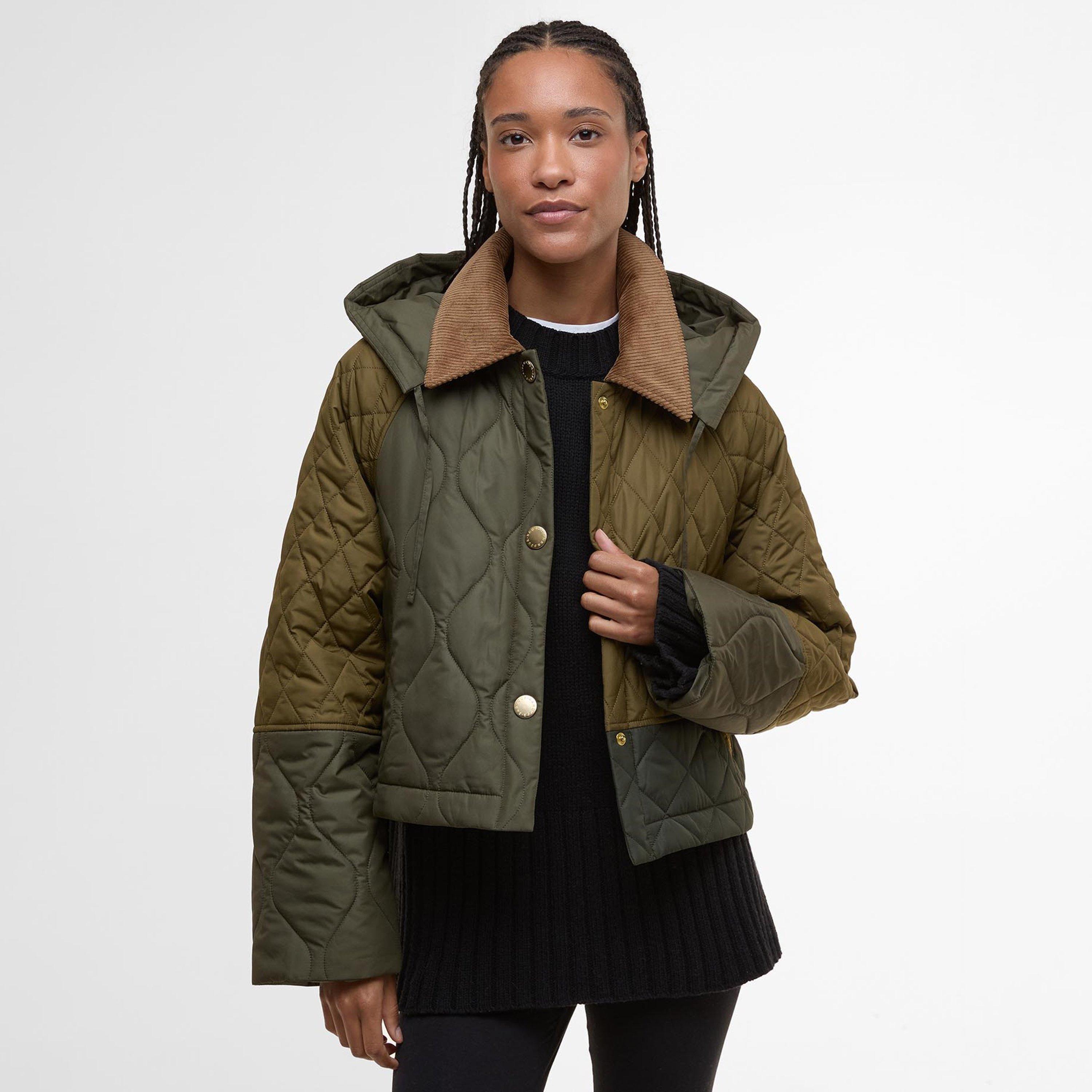 Fern Leaf/Sage - Barbour - Women's Lilian Detachable Hood 2-in-1 Long Sleeve Quilted Jacket - 4
