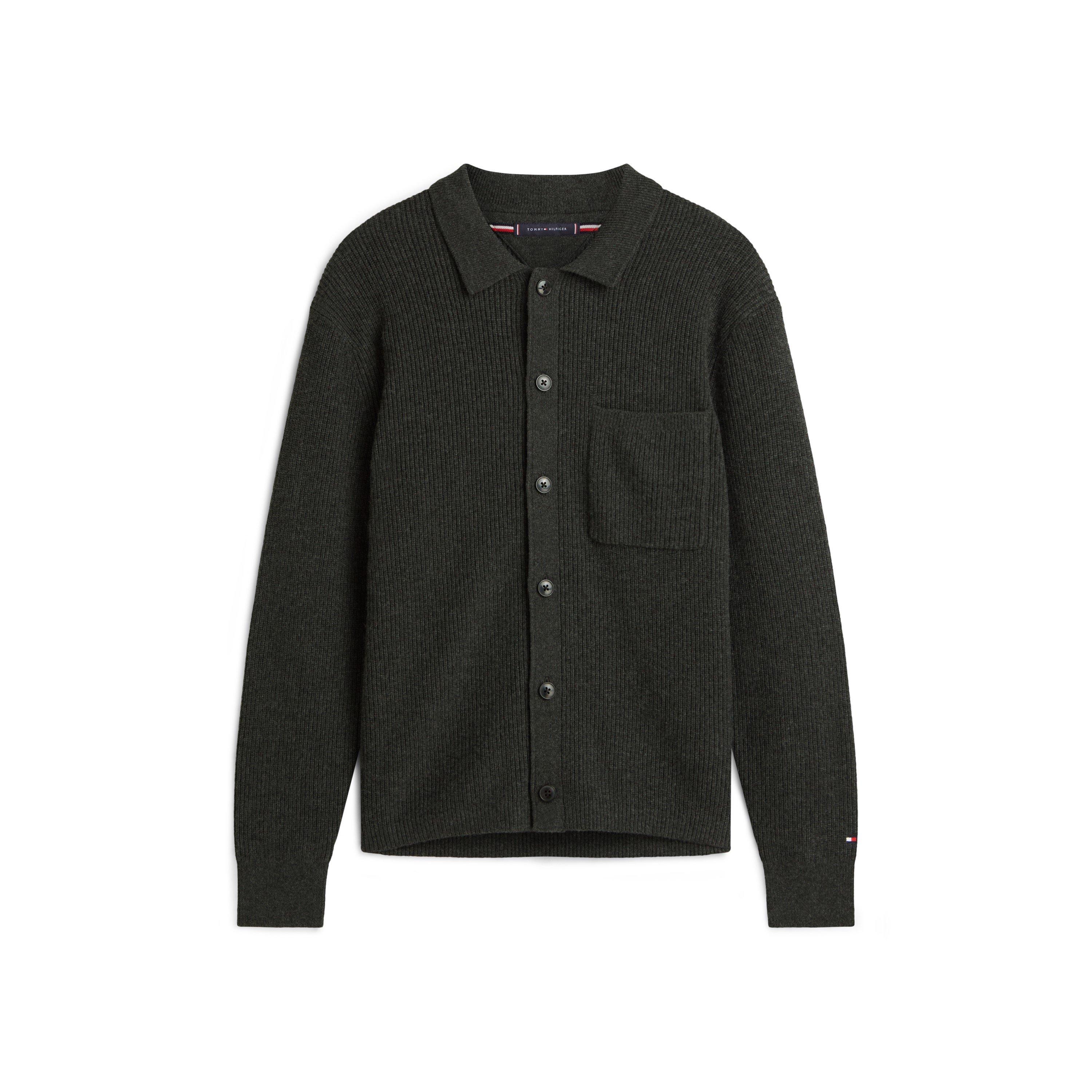 Tommy Hilfiger Men's Rib Button Cardigan - Grey Heather - XL