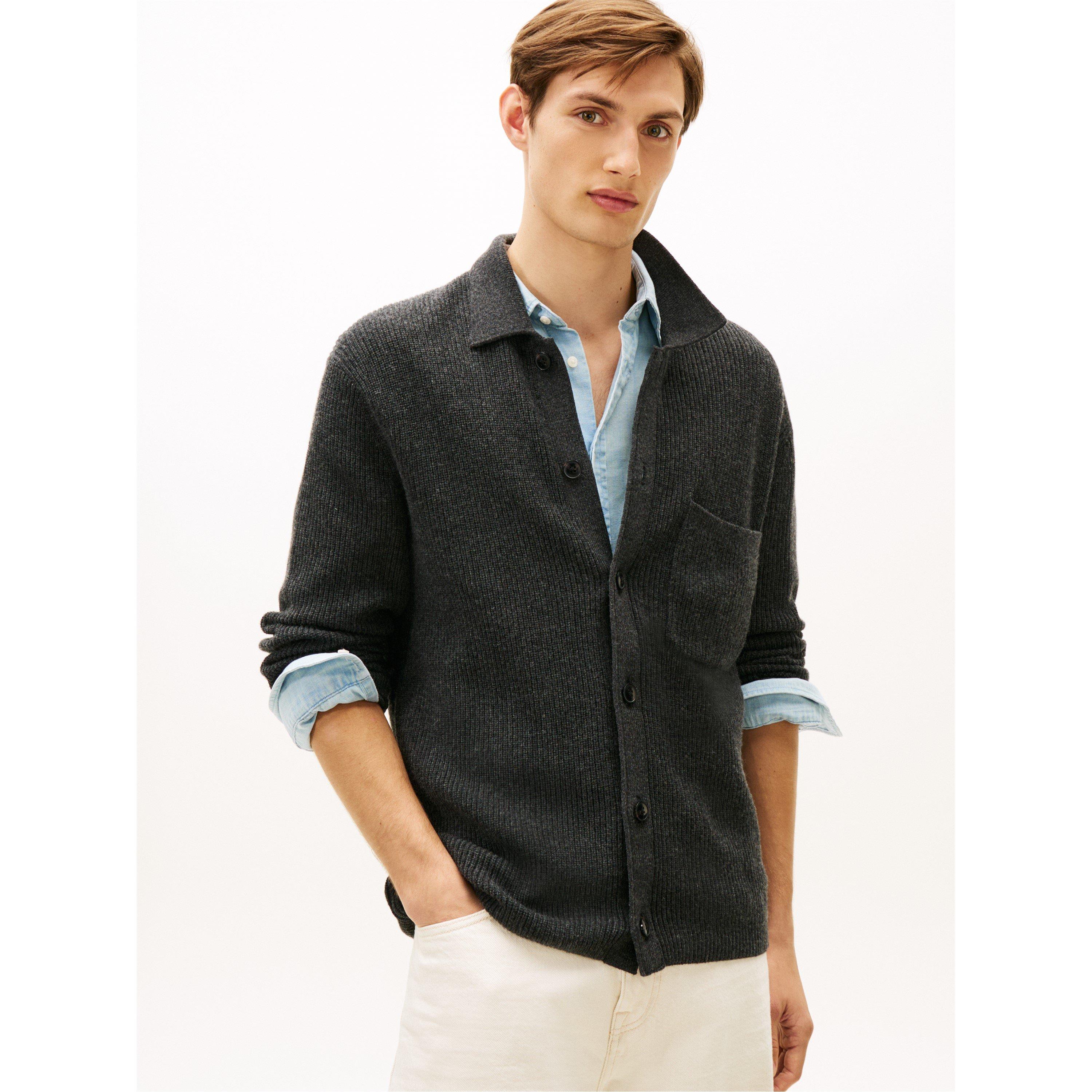 Grey Heather - Tommy Hilfiger - Tommy Rib Bttn Cardi Sn61 - 2