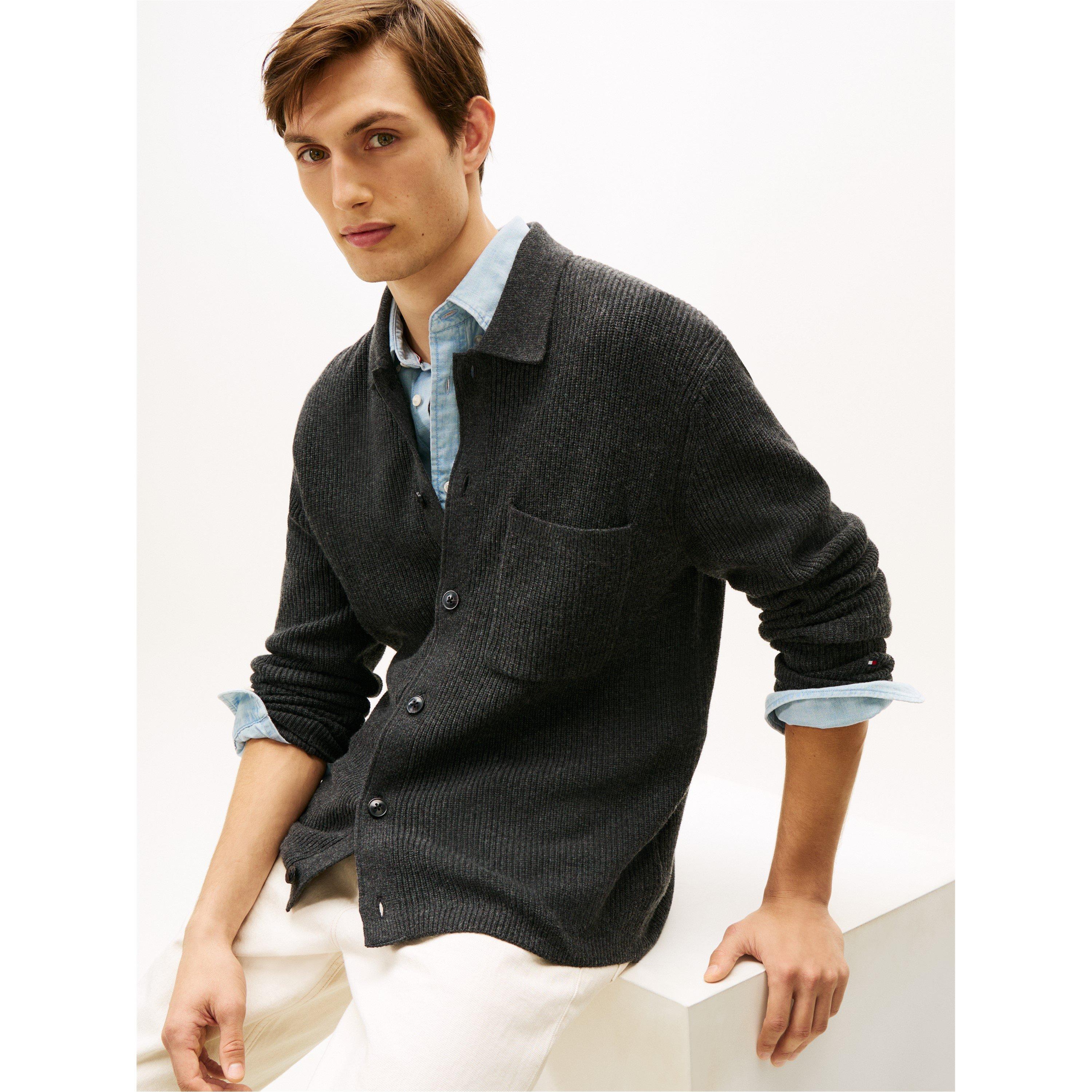 Grey Heather - Tommy Hilfiger - Tommy Rib Bttn Cardi Sn61 - 3