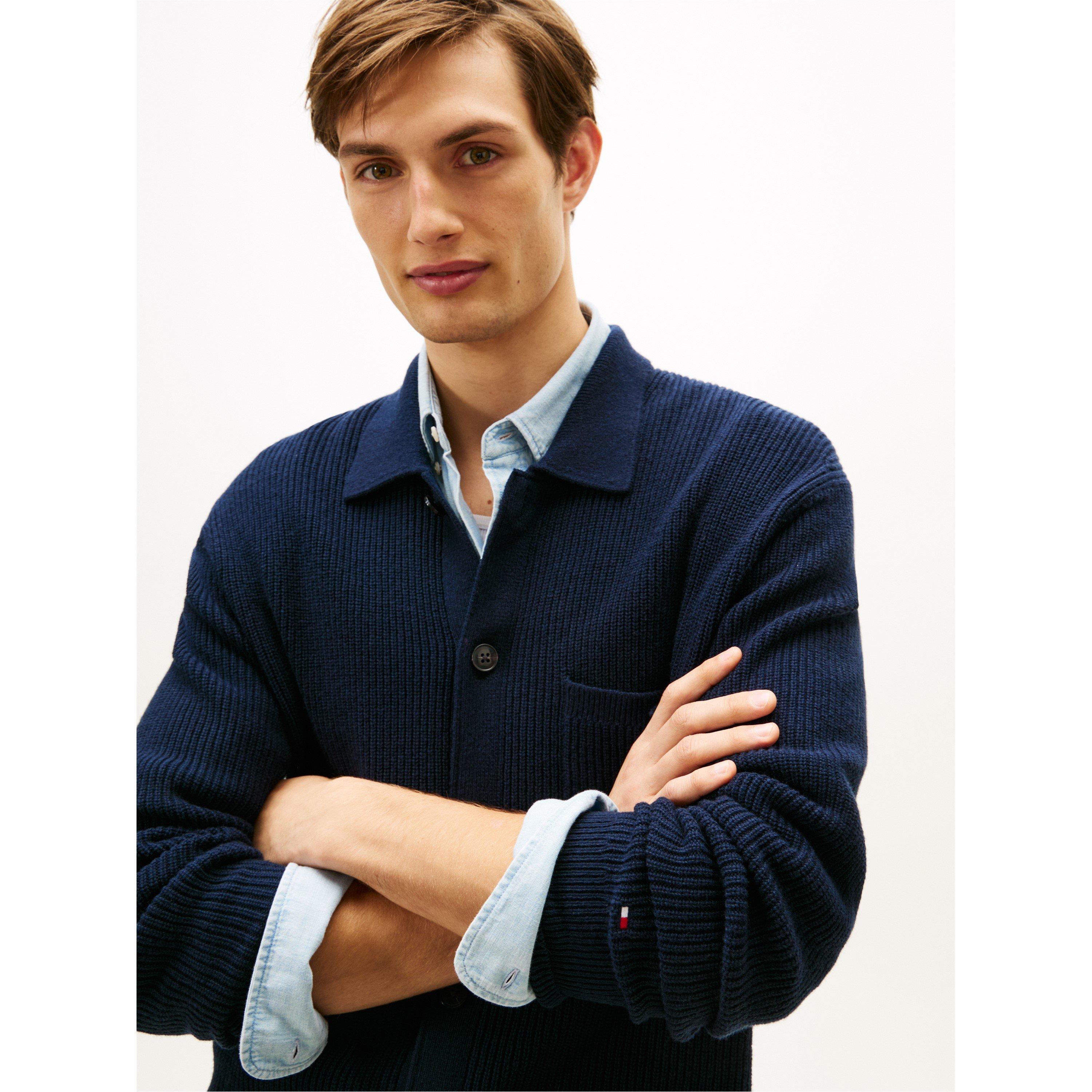 Night Navy - Tommy Hilfiger - Men's Rib Button Cardigan - 3