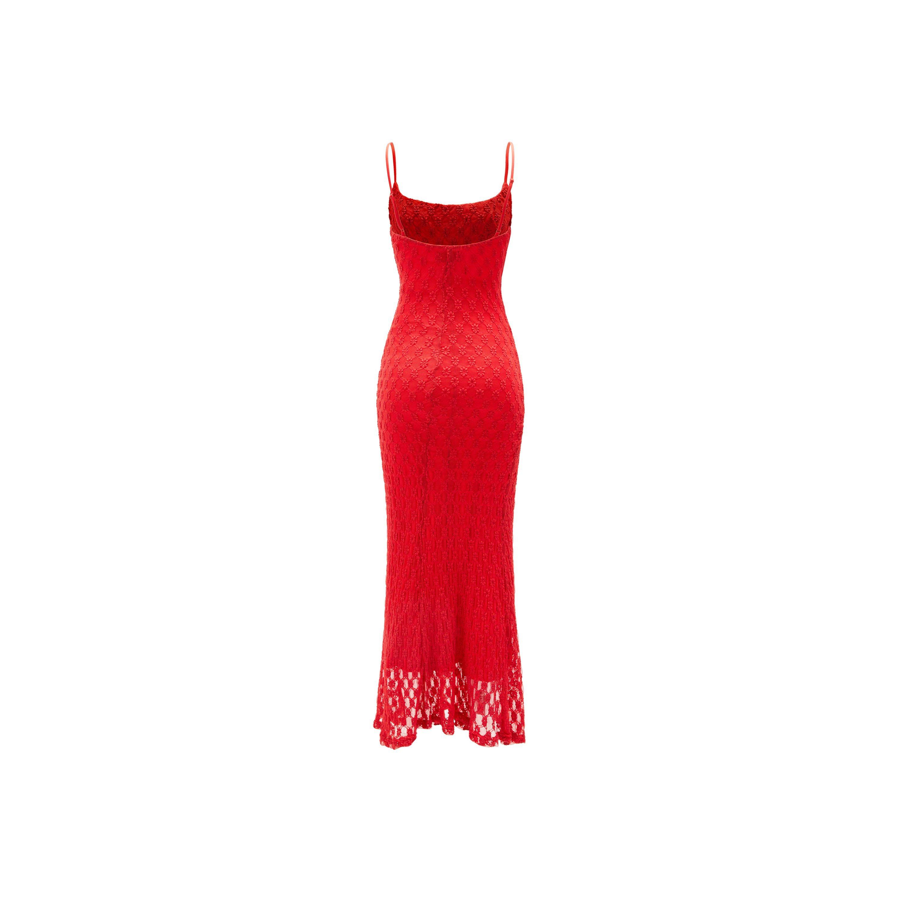 Fire Red - Bardot - Adoni Mesh Midi Dress - 2