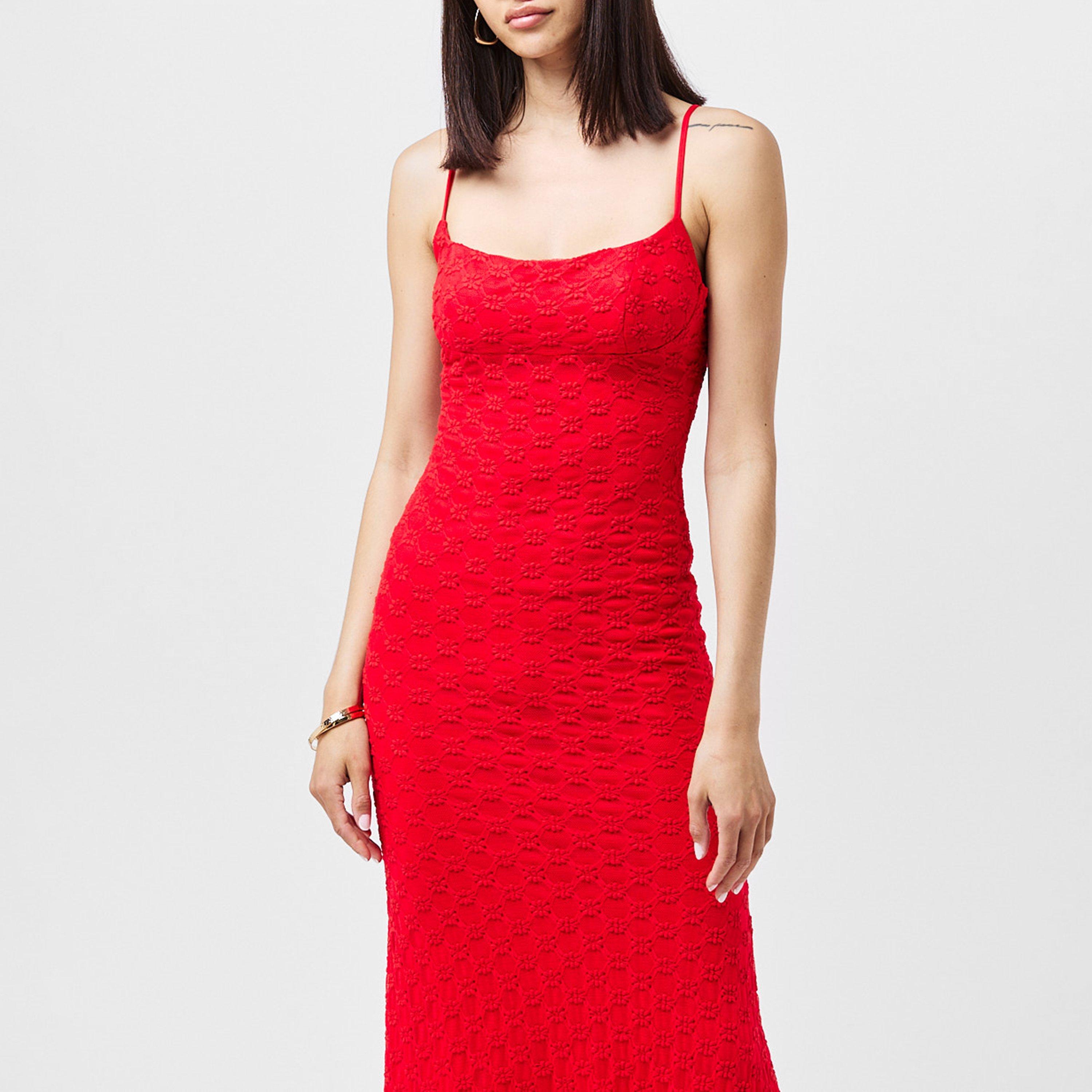 Fire Red - Bardot - Adoni Mesh Midi Dress - 3