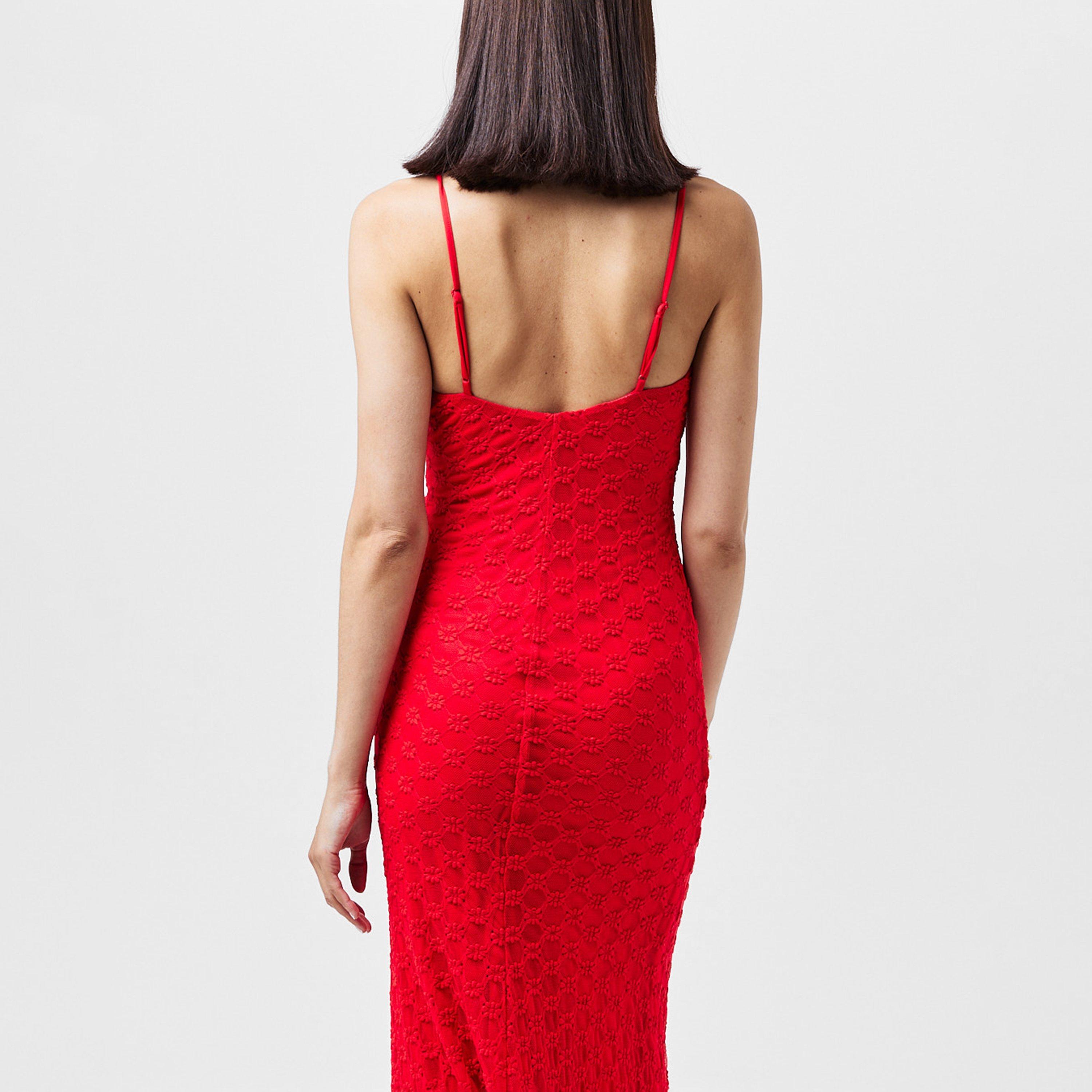 Fire Red - Bardot - Adoni Mesh Midi Dress - 4