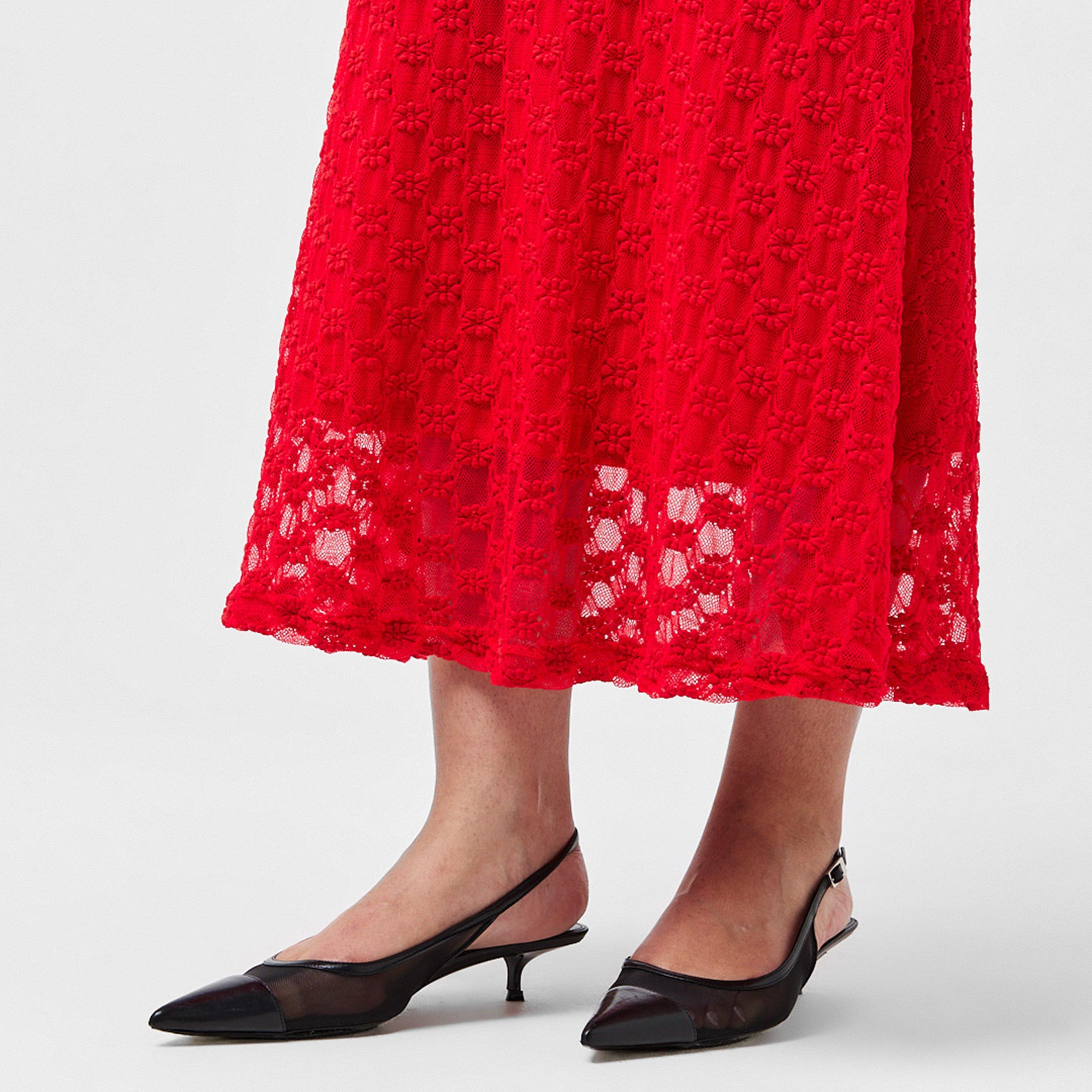 Fire Red - Bardot - Adoni Mesh Midi Dress - 5