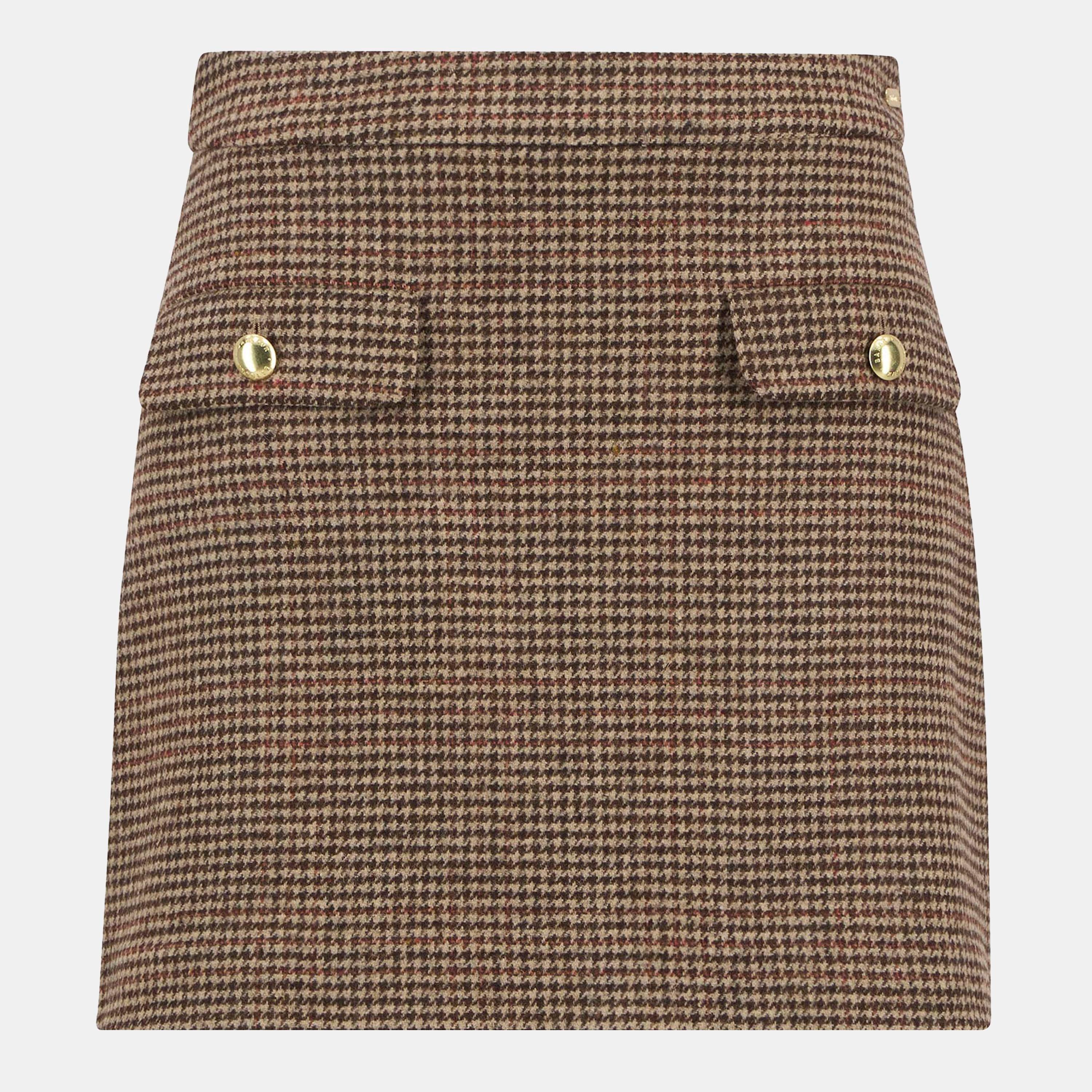 Barbour Sophia Mini Wool Skirt - Check - Size 14 (L)