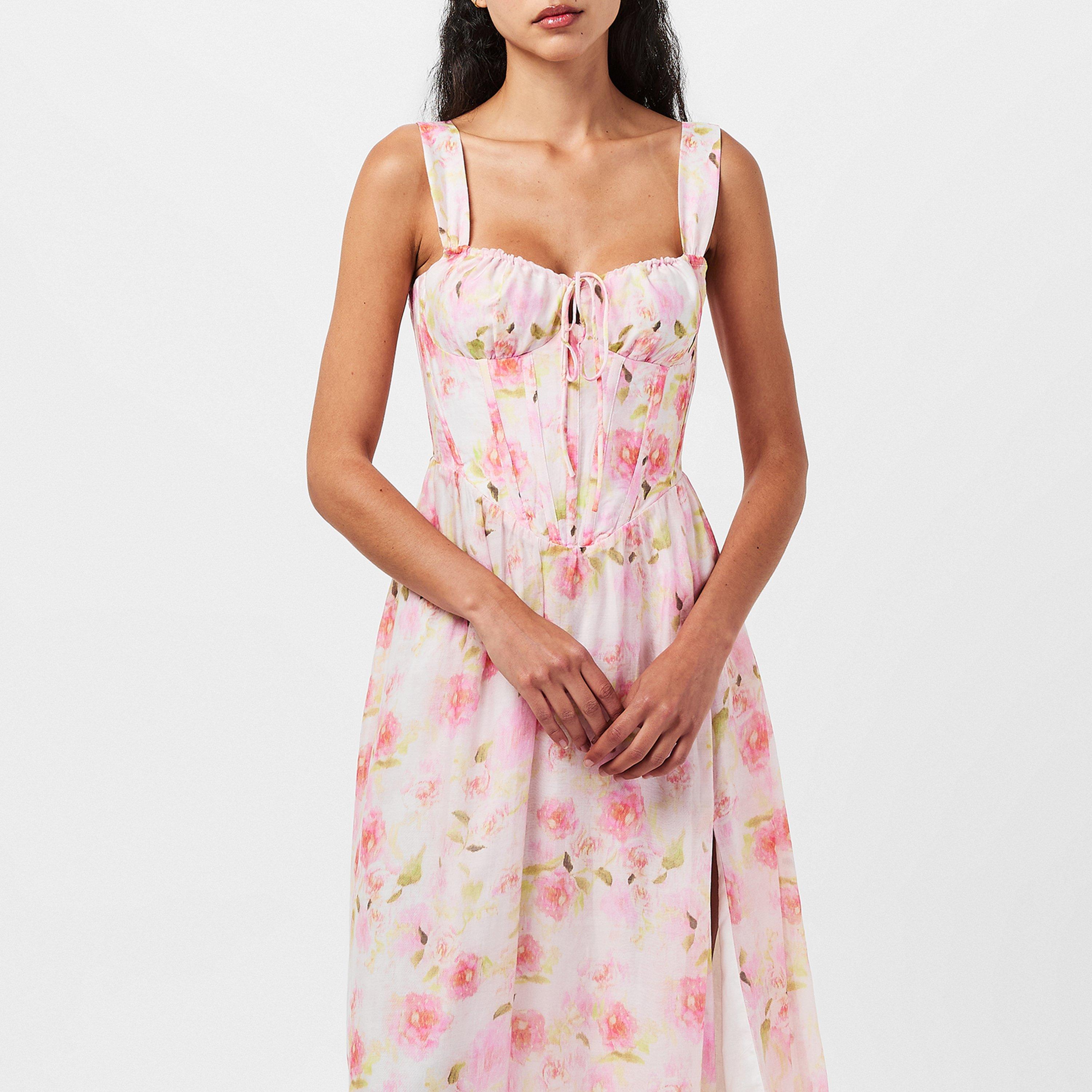 Pink Floral - Bardot - Floral Midi Dress - 3
