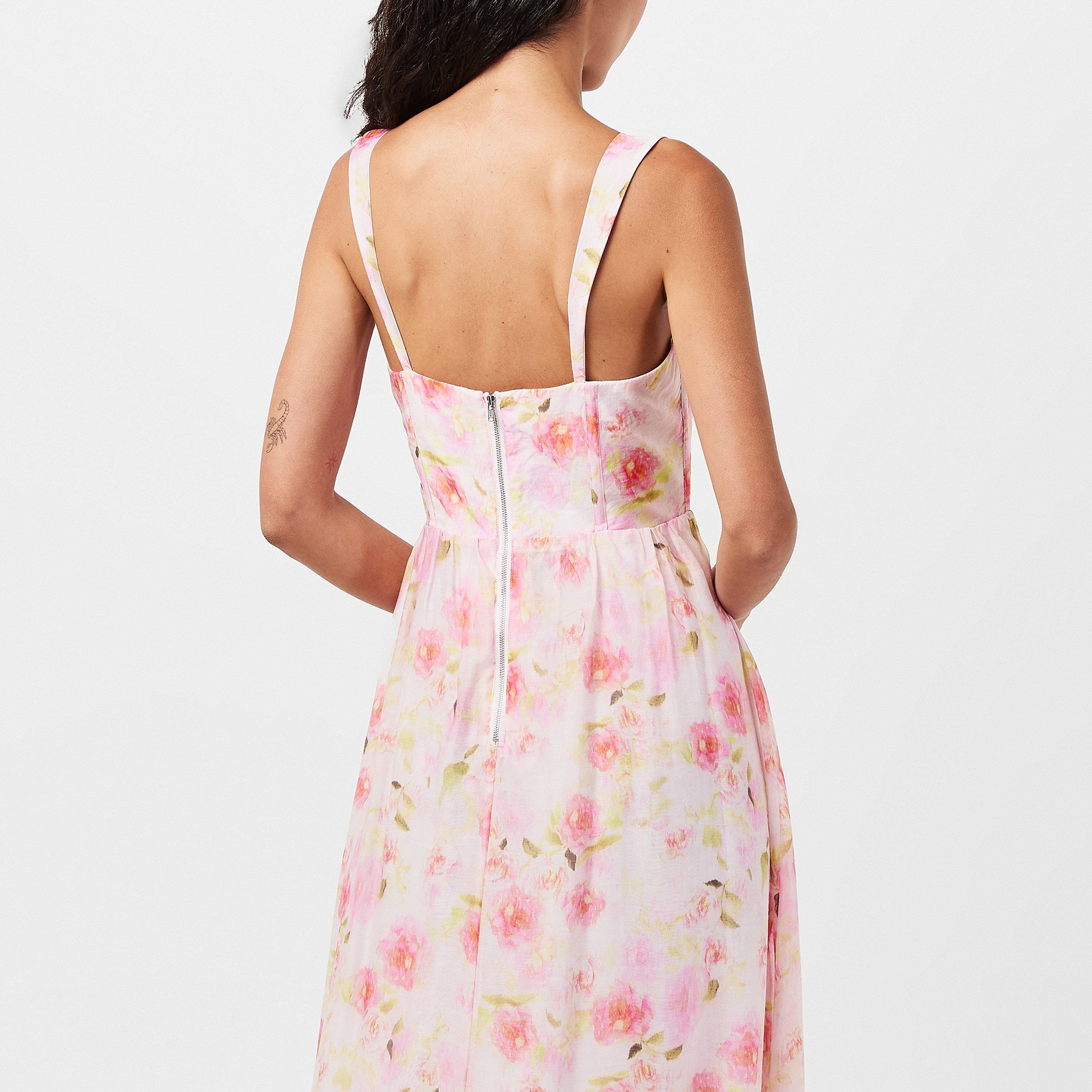 Pink Floral - Bardot - Floral Midi Dress - 4