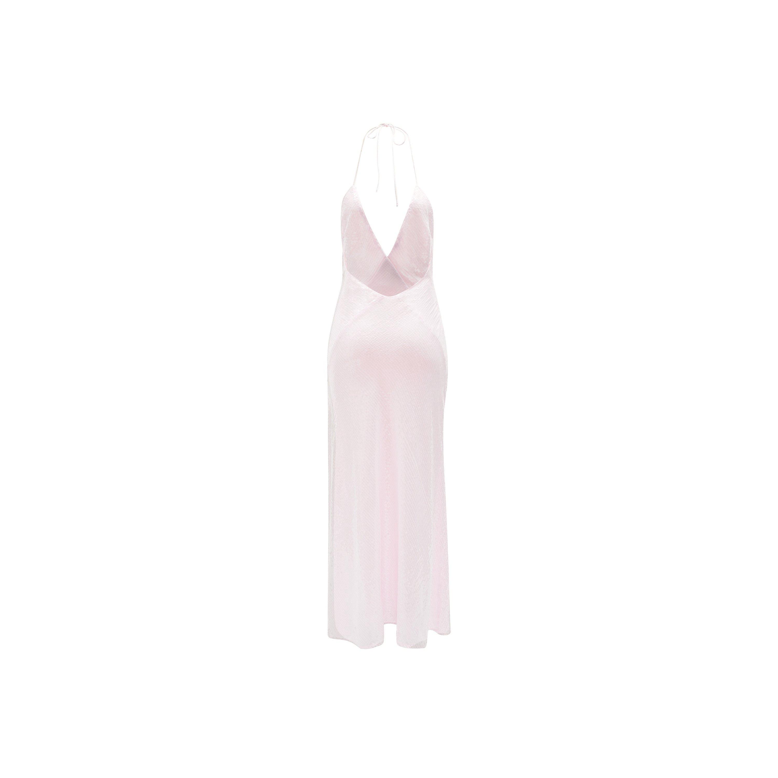 Light Pink - Bardot - Women's Aradia Sequin Halter Slinky Dress - 2