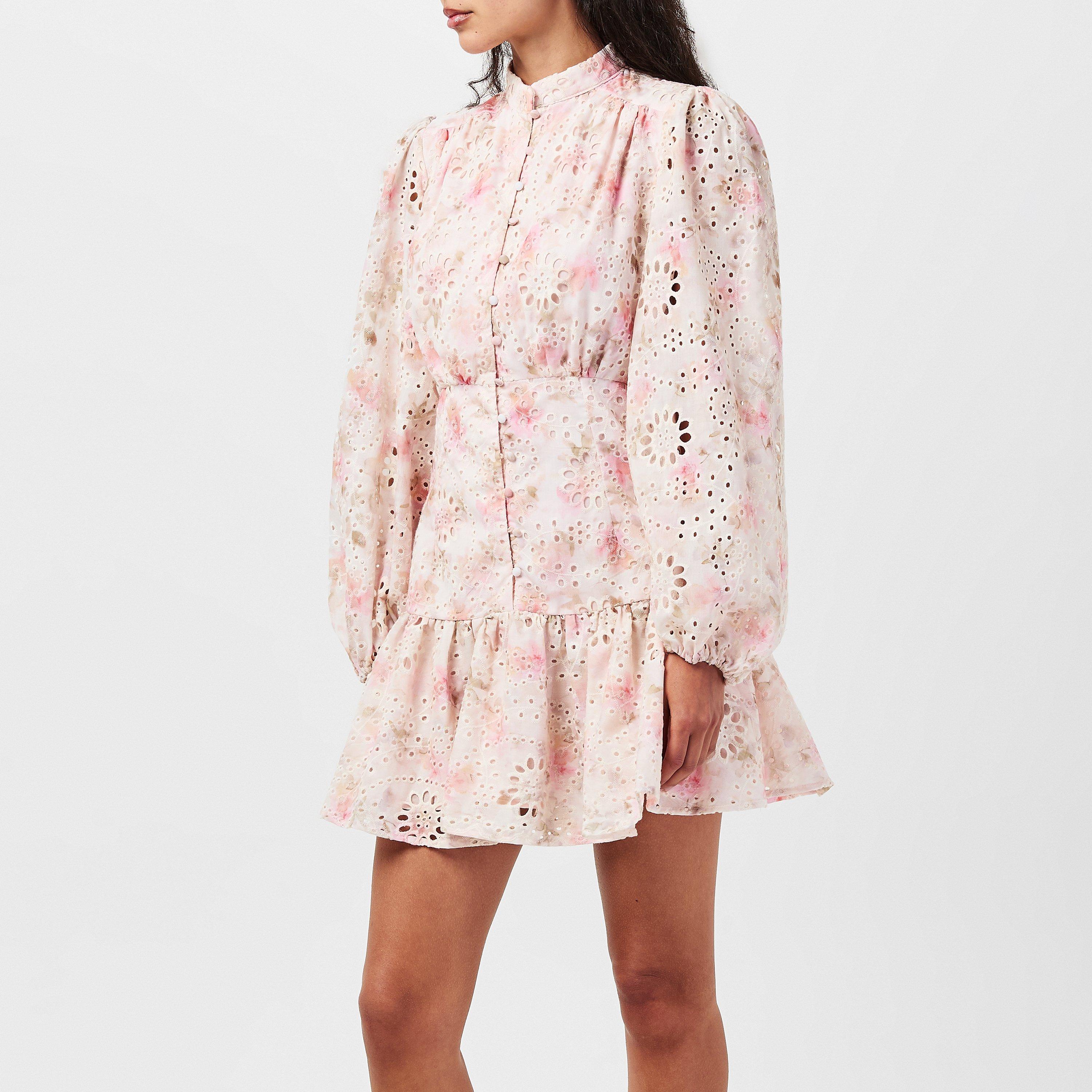 deep v neck mini dress with sleeves Bella Vita Lace Mini Dress