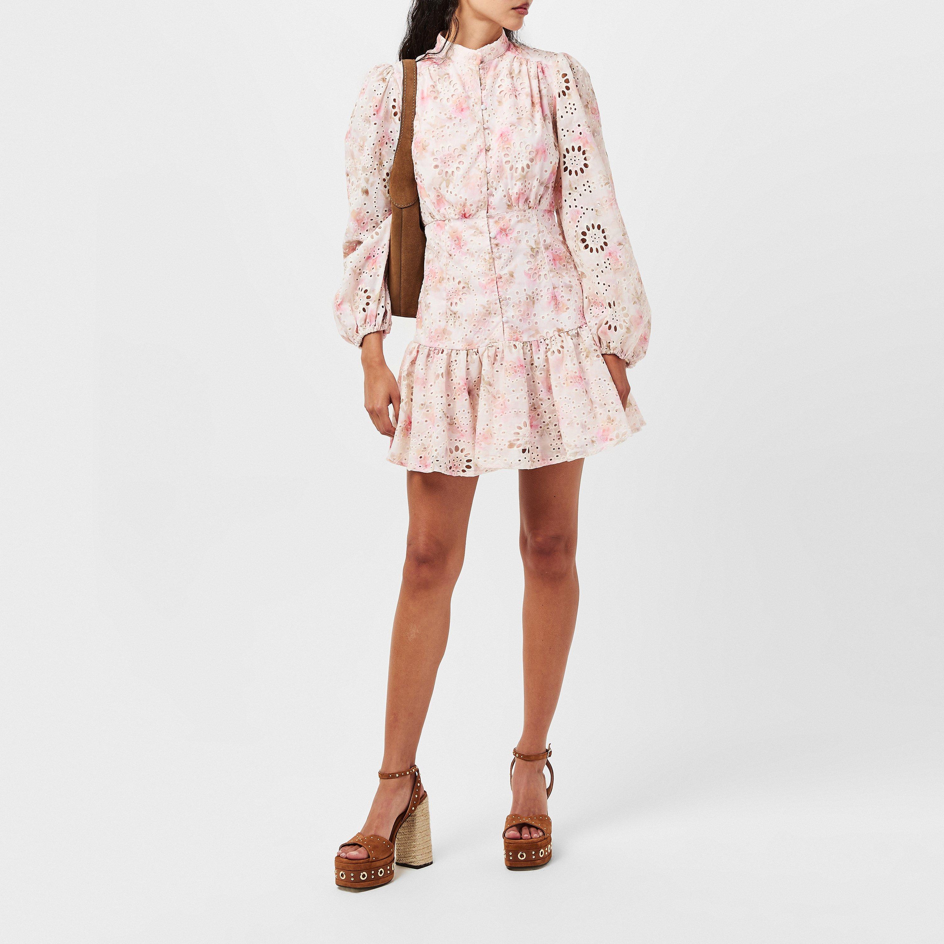 knee length dresses for ladies Sage Green Floral Hand Draped Mini Dress main image 1
