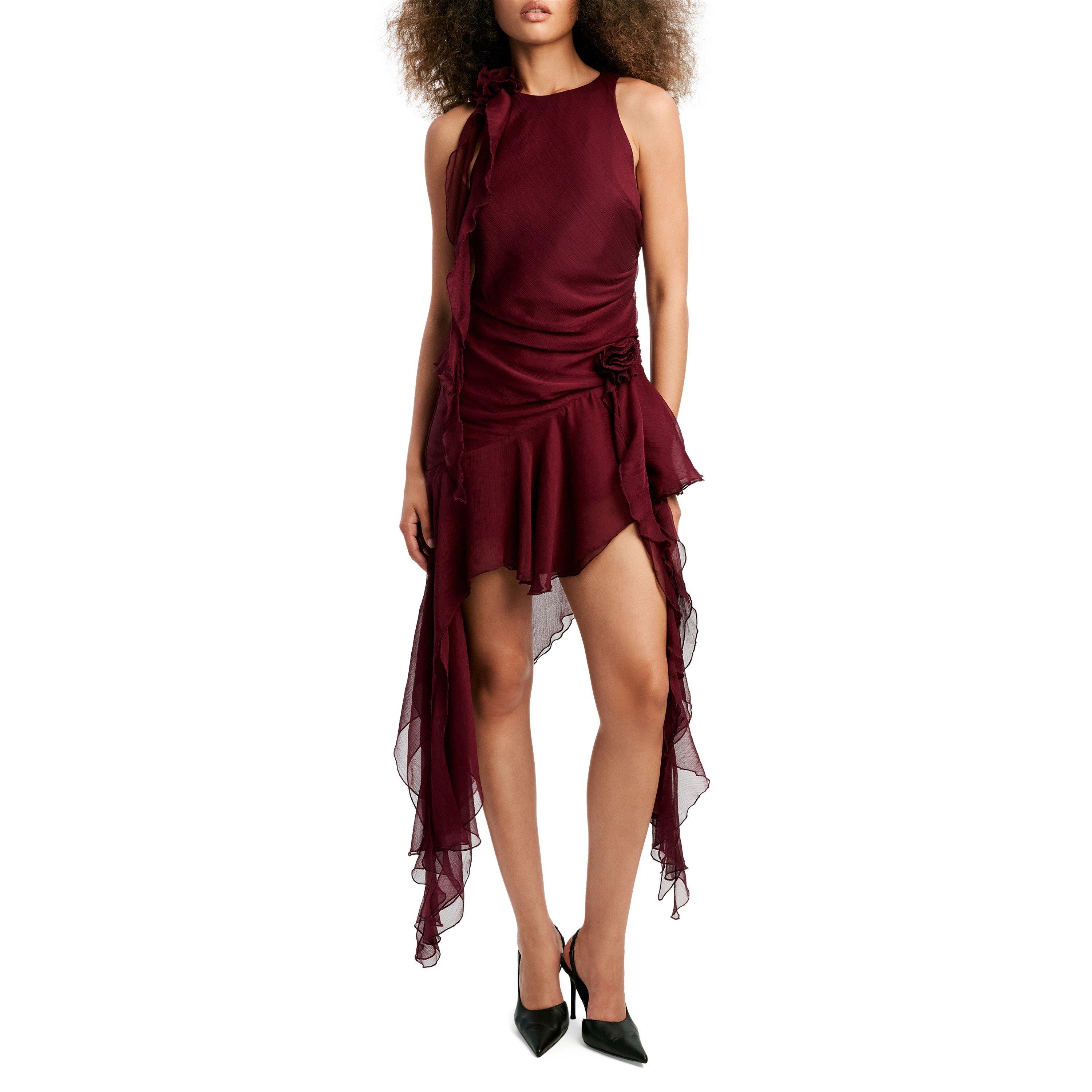 Plum - Bardot - Womens Ivana High Low Midi Bodycon Dress - 4