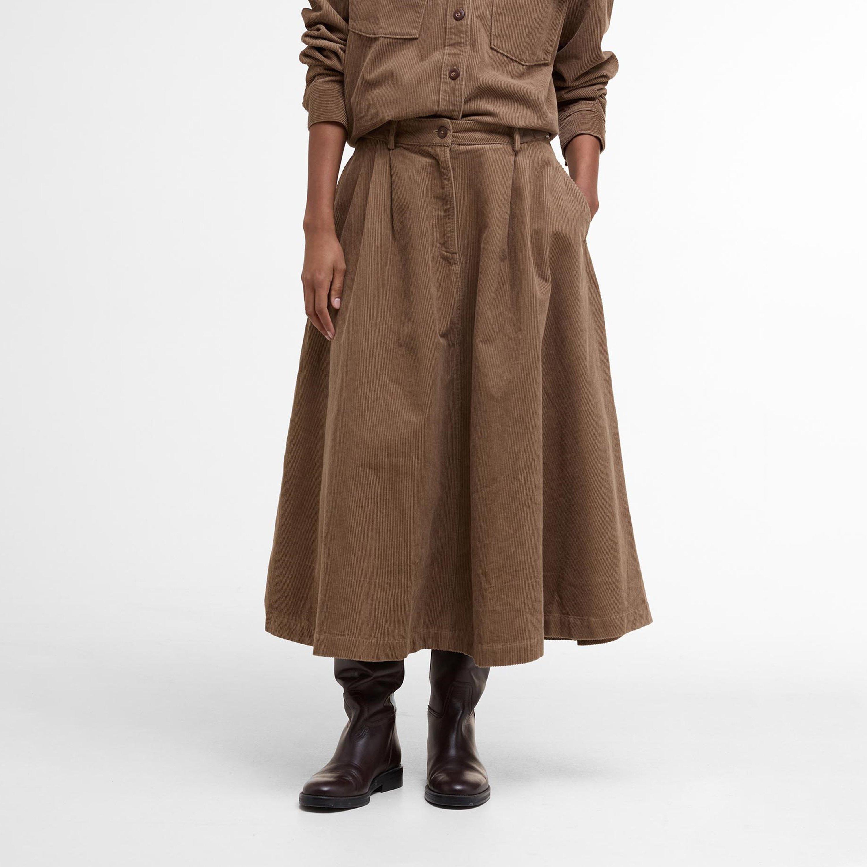 Brown - Barbour - Yasmin Cord Midi Skirt - 2