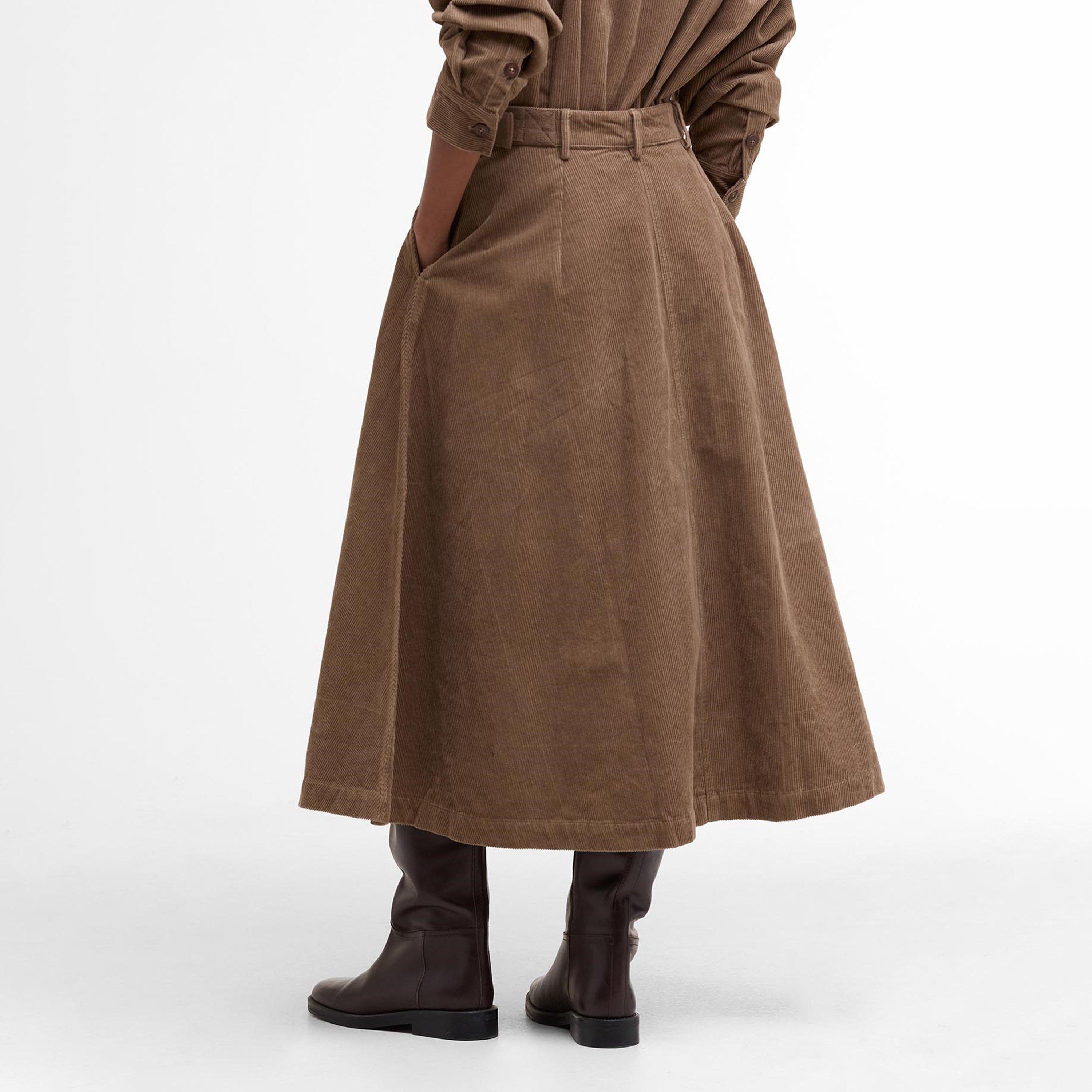 Brown - Barbour - Yasmin Cord Midi Skirt - 3