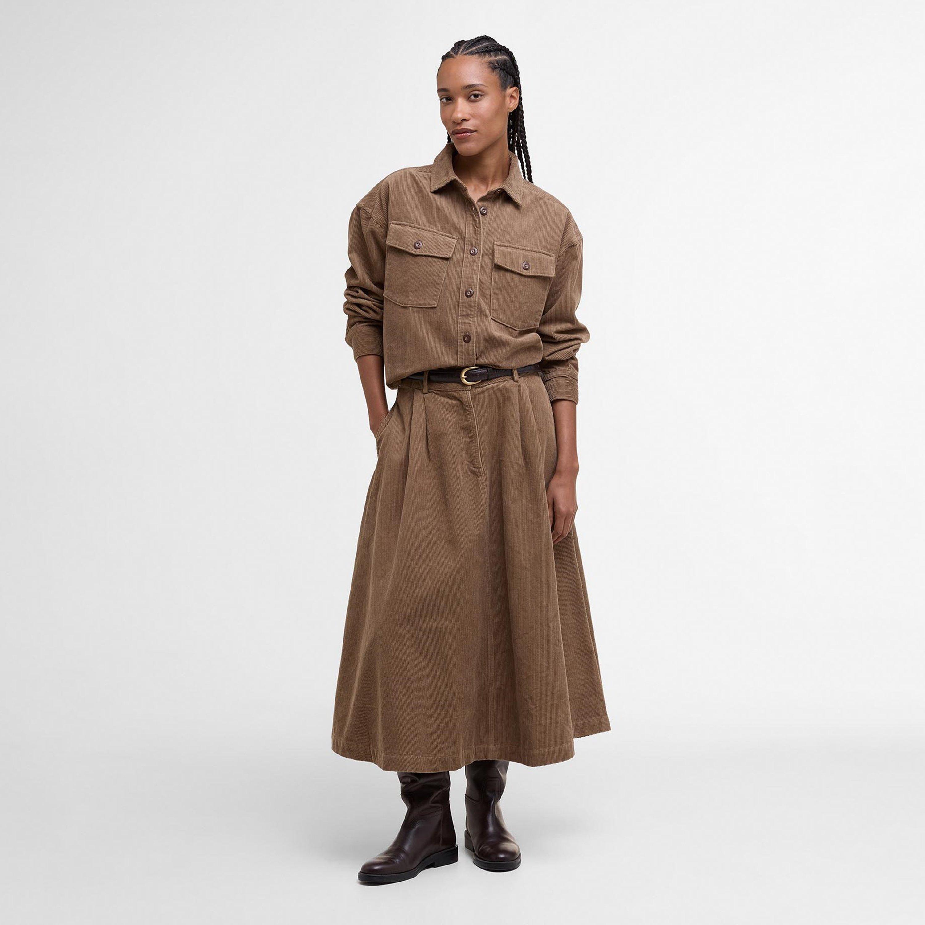 Brown - Barbour - Yasmin Cord Midi Skirt - 5