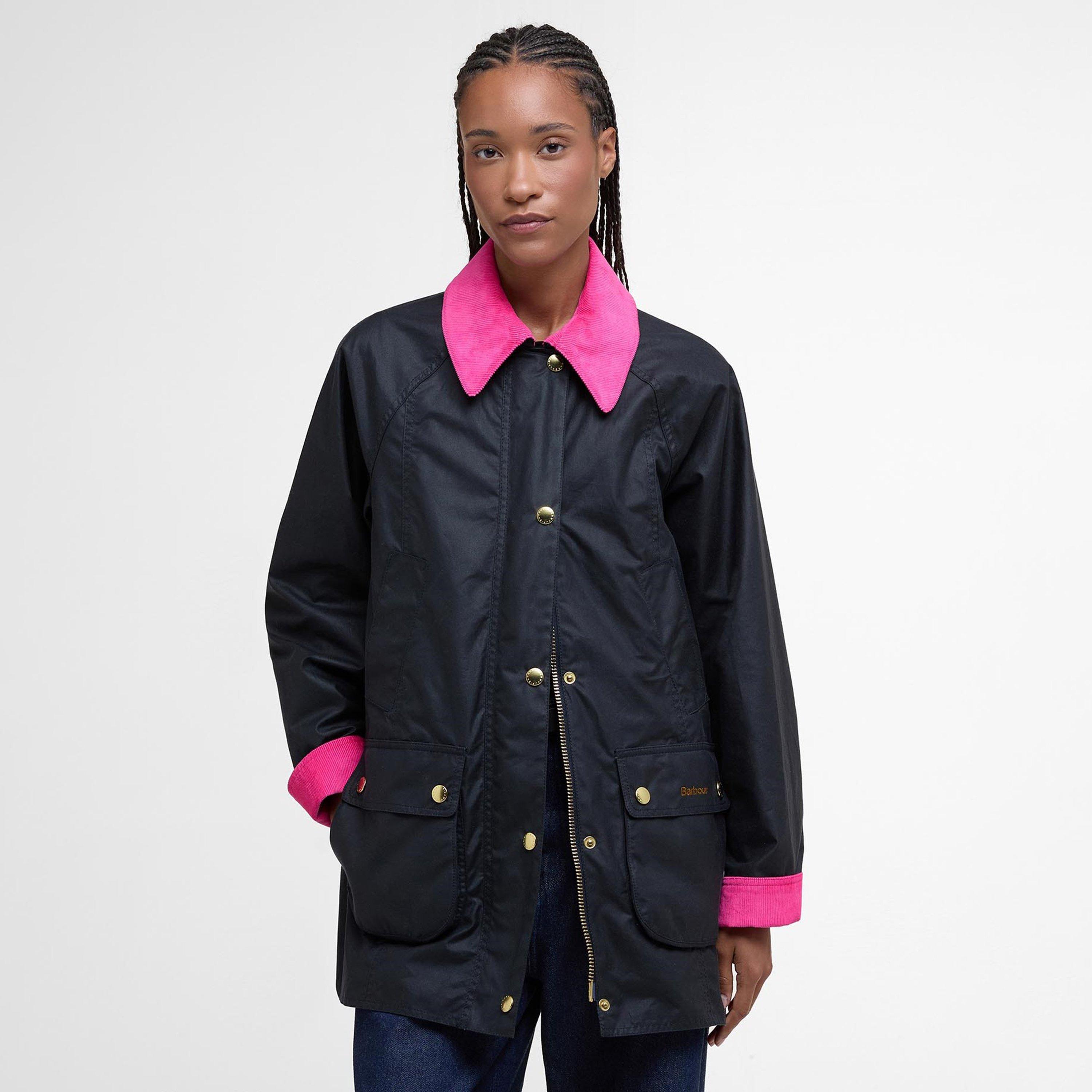 Navy/Fusch/C - Barbour - Women's Modern Beadnell Waxed Cotton Long Sleeve Wax Jacket - 2