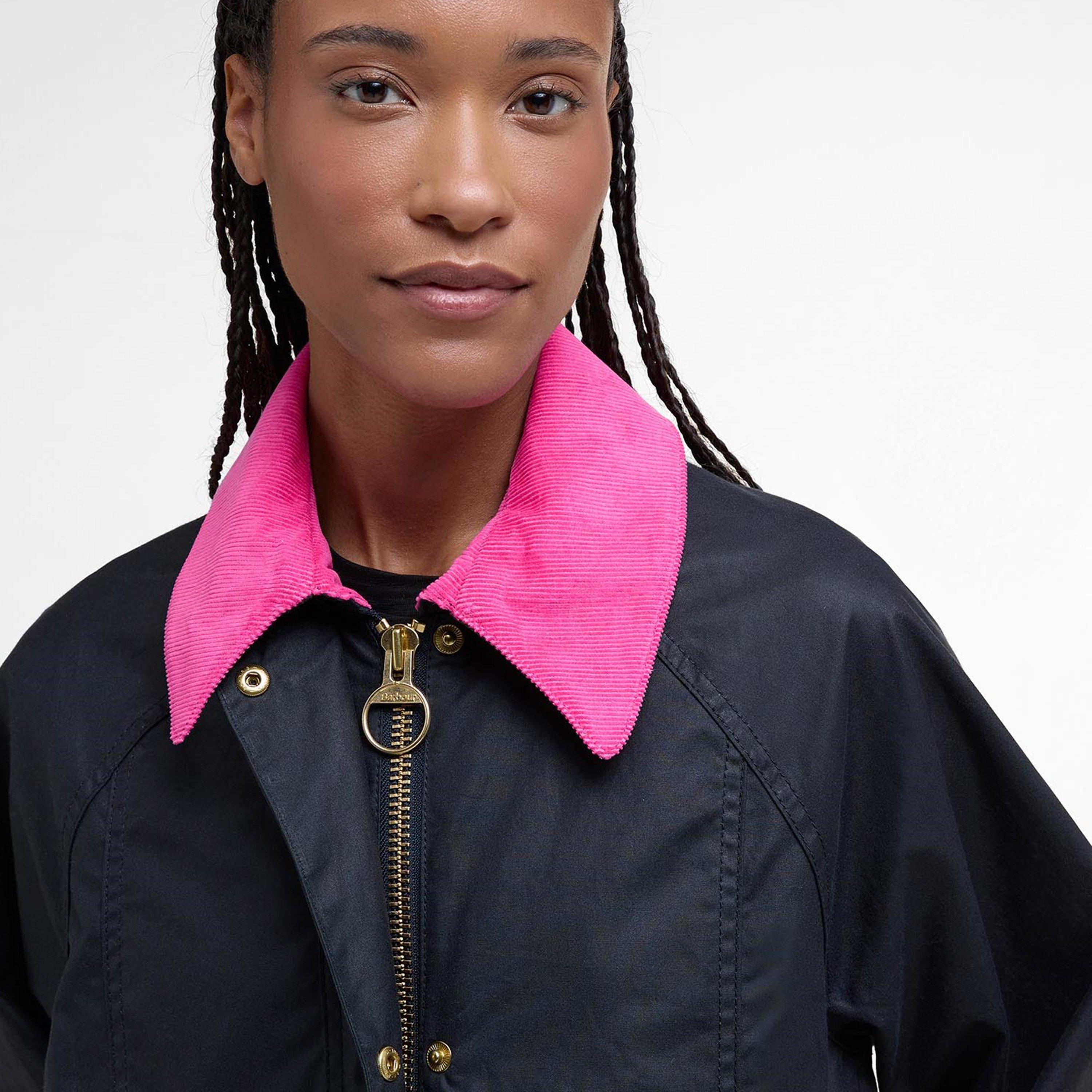 Navy/Fusch/C - Barbour - Women's Modern Beadnell Waxed Cotton Long Sleeve Wax Jacket - 4