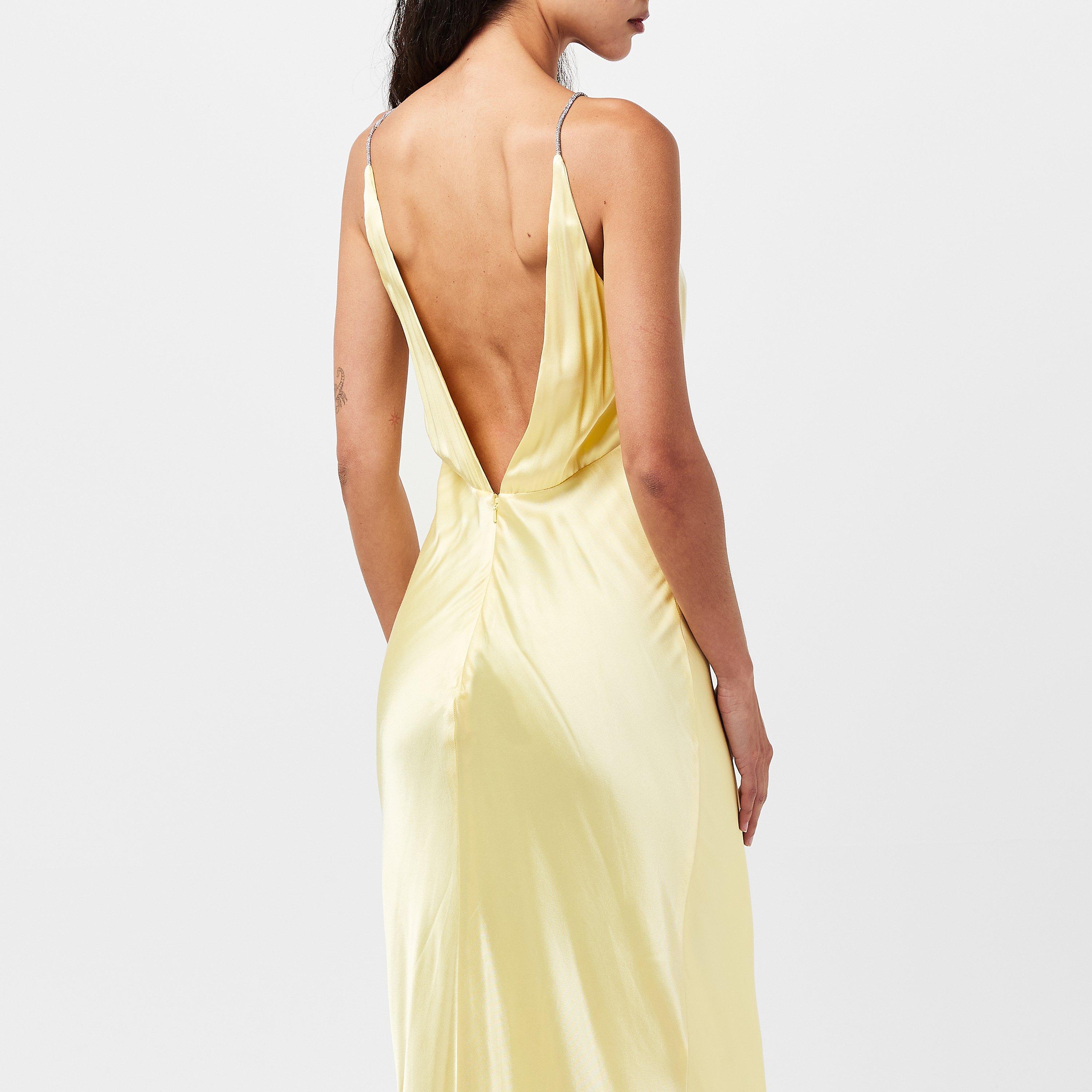 Canary Yellow - Bardot - Women's Capri Diamonte Slip Slinky Dress - 4