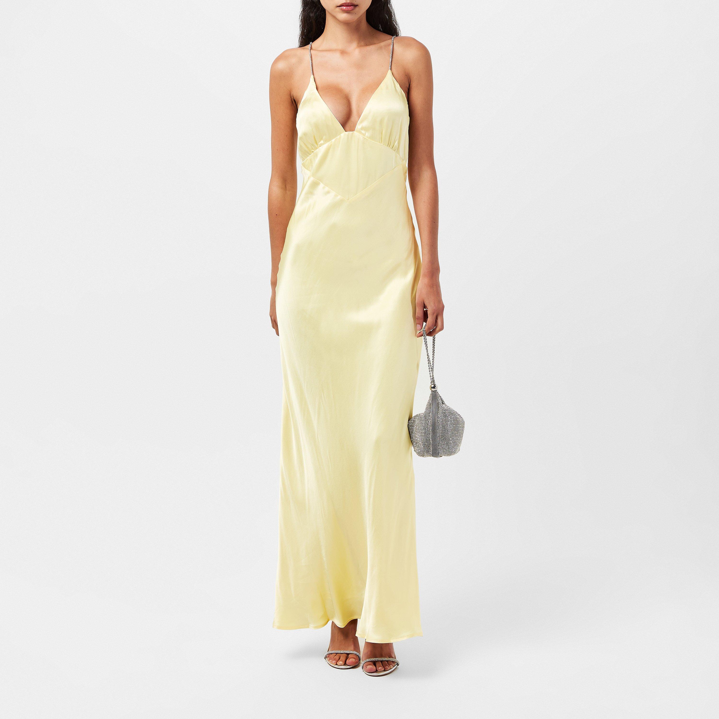 Canary Yellow - Bardot - Women's Capri Diamonte Slip Slinky Dress - 6