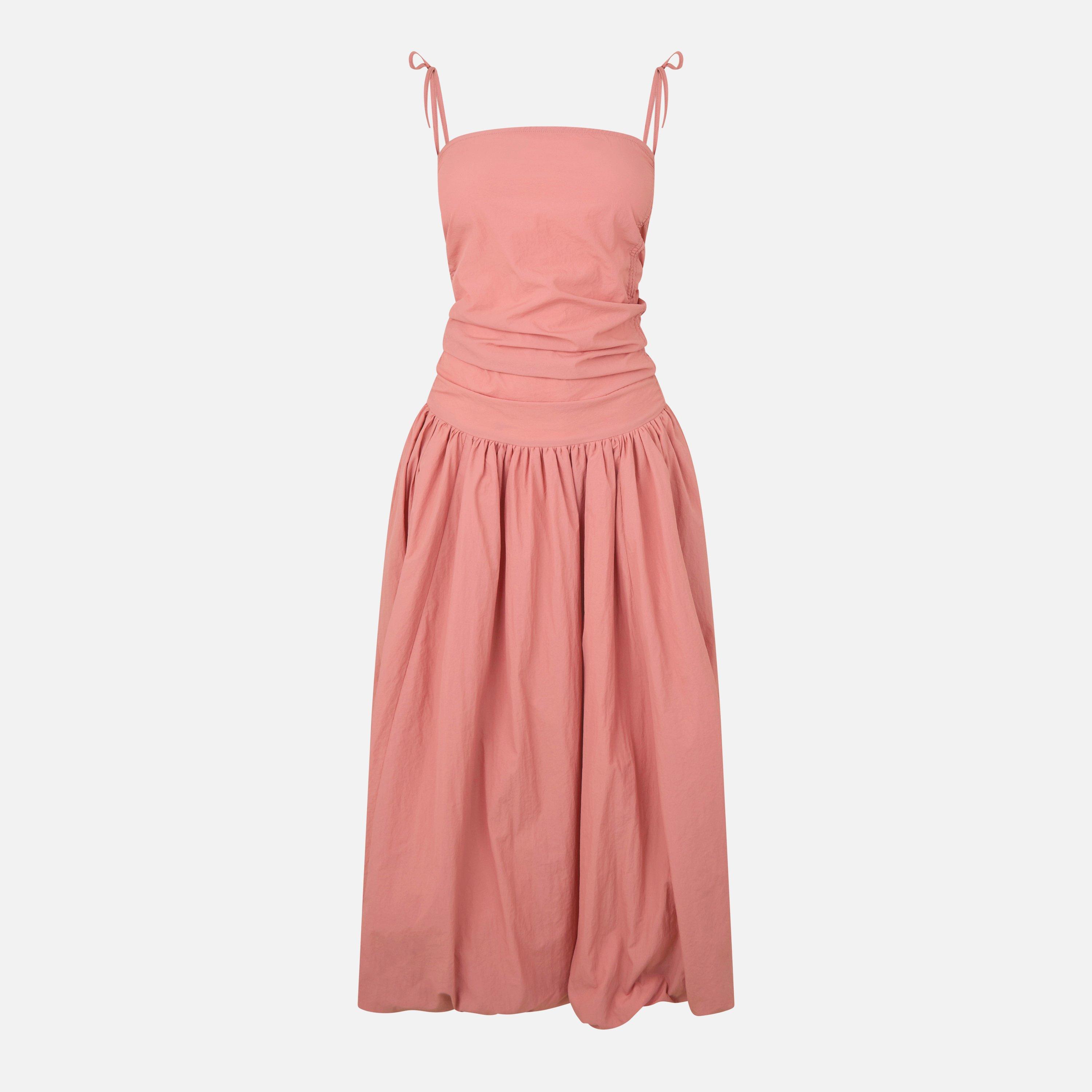 Peach - AmyLynn - Women's Alexa Puffball Fitted Bodice Peplum Dress - 1