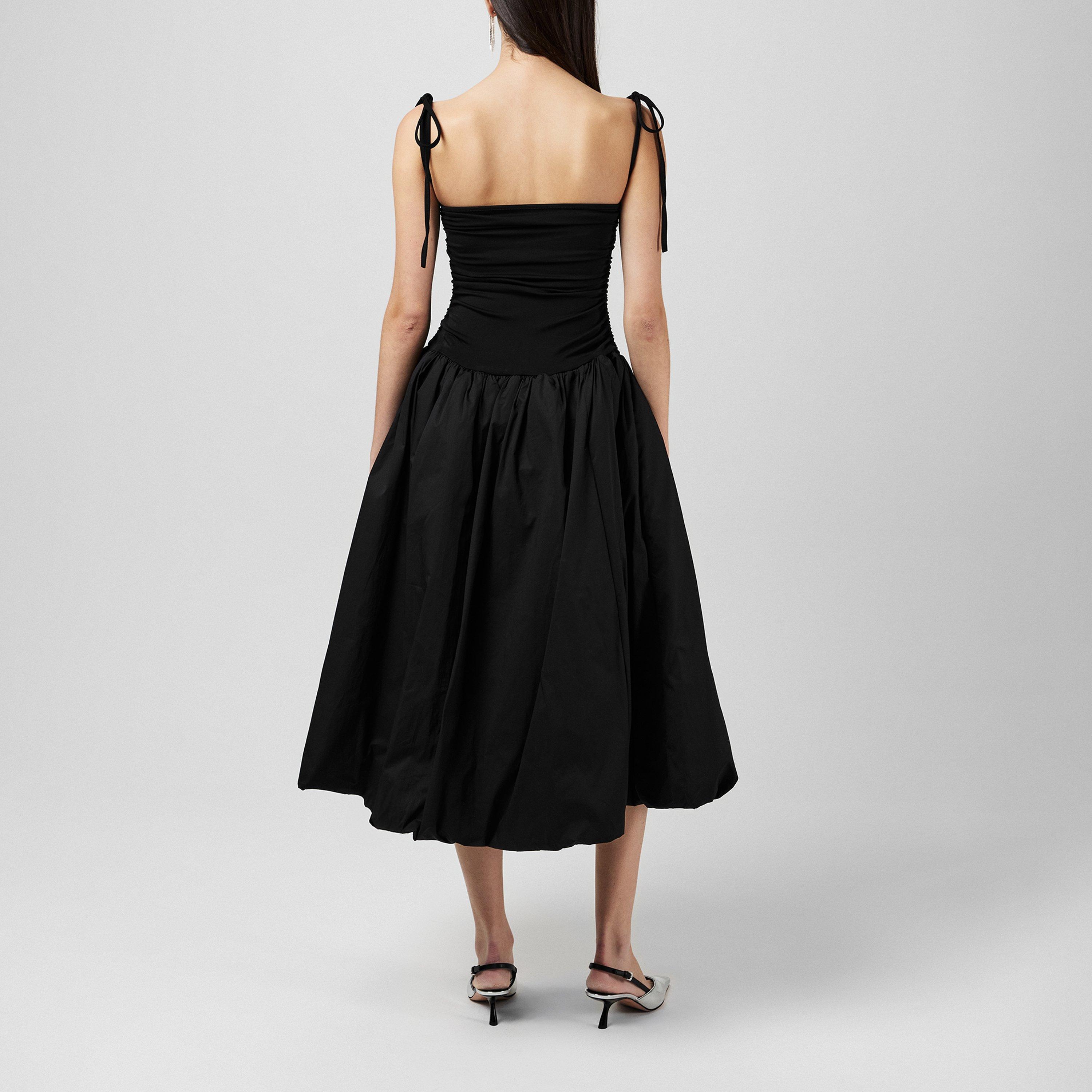 Black - AmyLynn - Women's Amy Lynn Alexa Shoulder Tie Ultra Mini Peplum Dress - 4