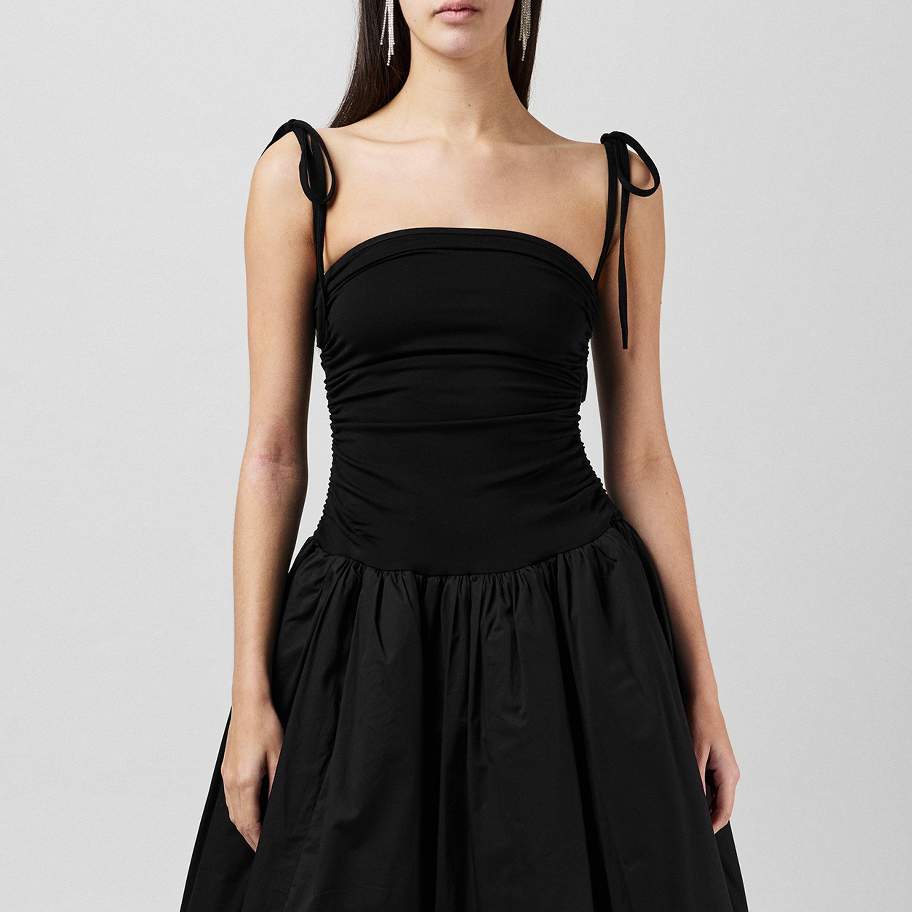 Black - AmyLynn - Women's Amy Lynn Alexa Shoulder Tie Ultra Mini Peplum Dress - 5