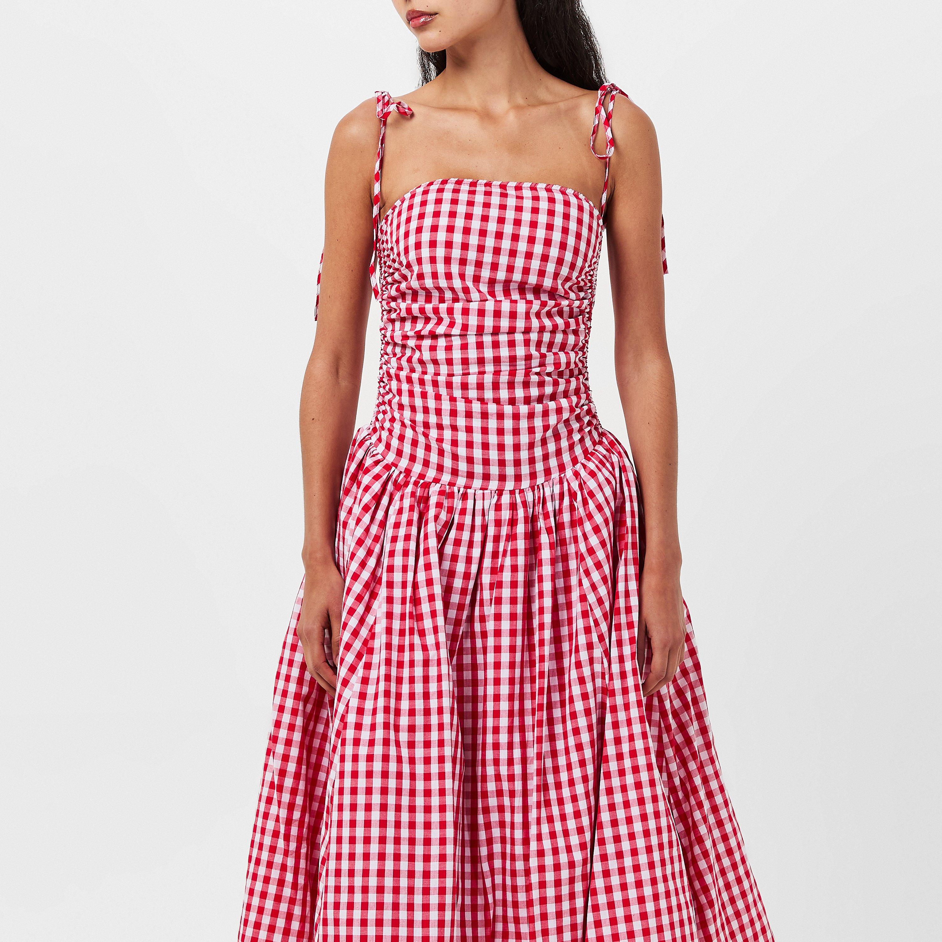 Red Check - AmyLynn - Women's Amy Lynn Alexa Shoulder Tie Ultra Mini Peplum Dress - 3