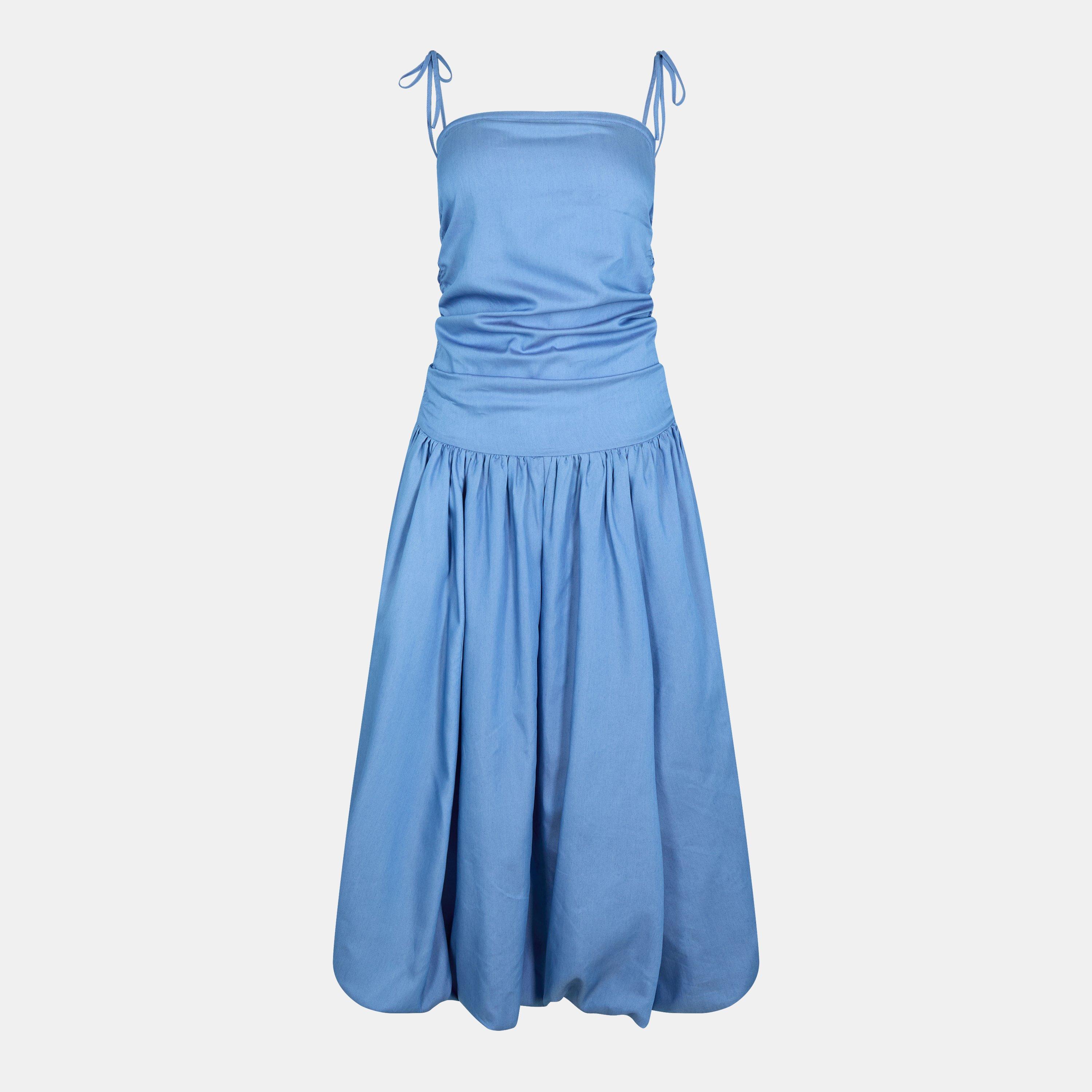 Amylynn Women's Amy Lynn Alexa Shoulder Tie Ultra Mini Peplum Dress - Chambray - 10 (M)