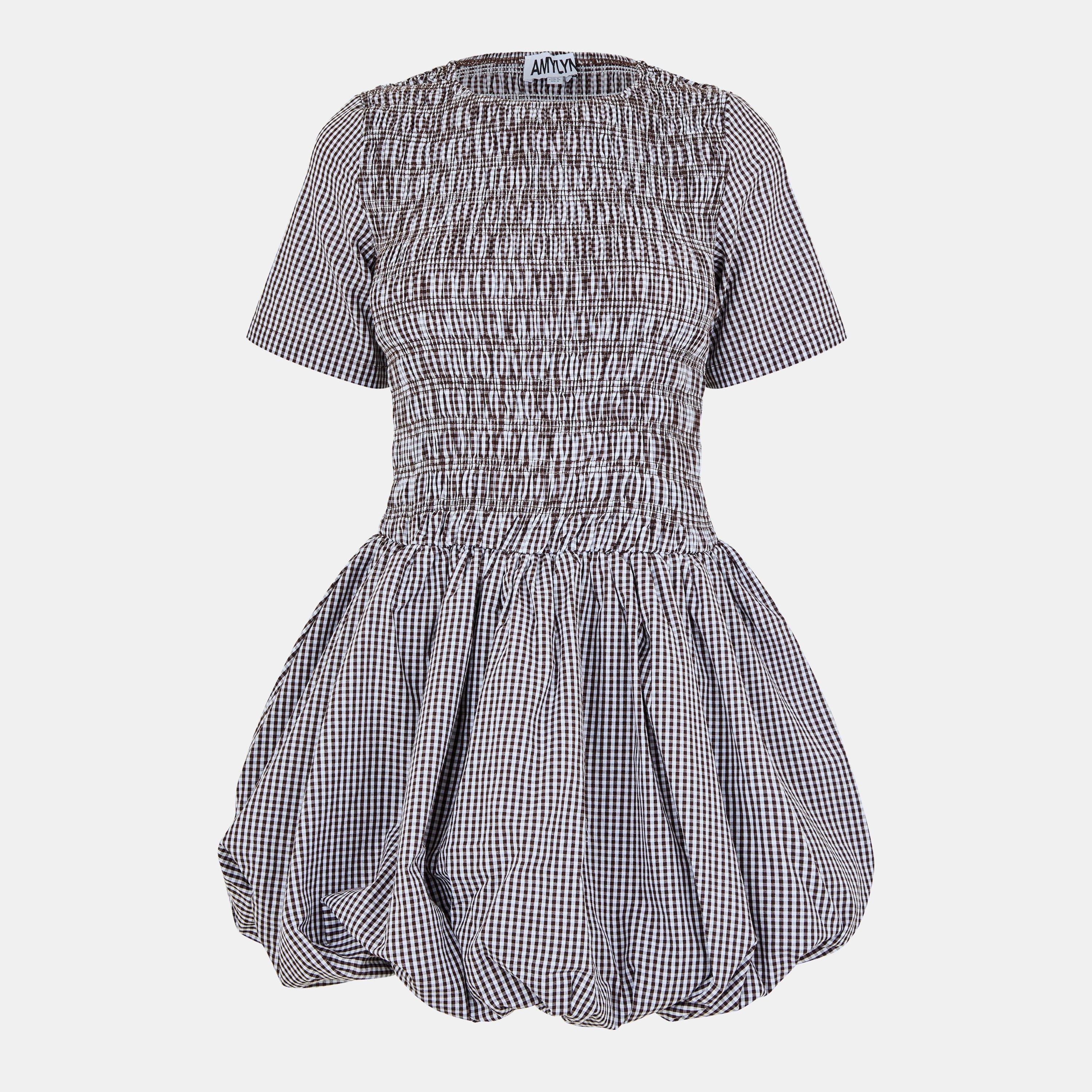 Brown Check - AmyLynn - Women's Elenor Mini Dress - 1