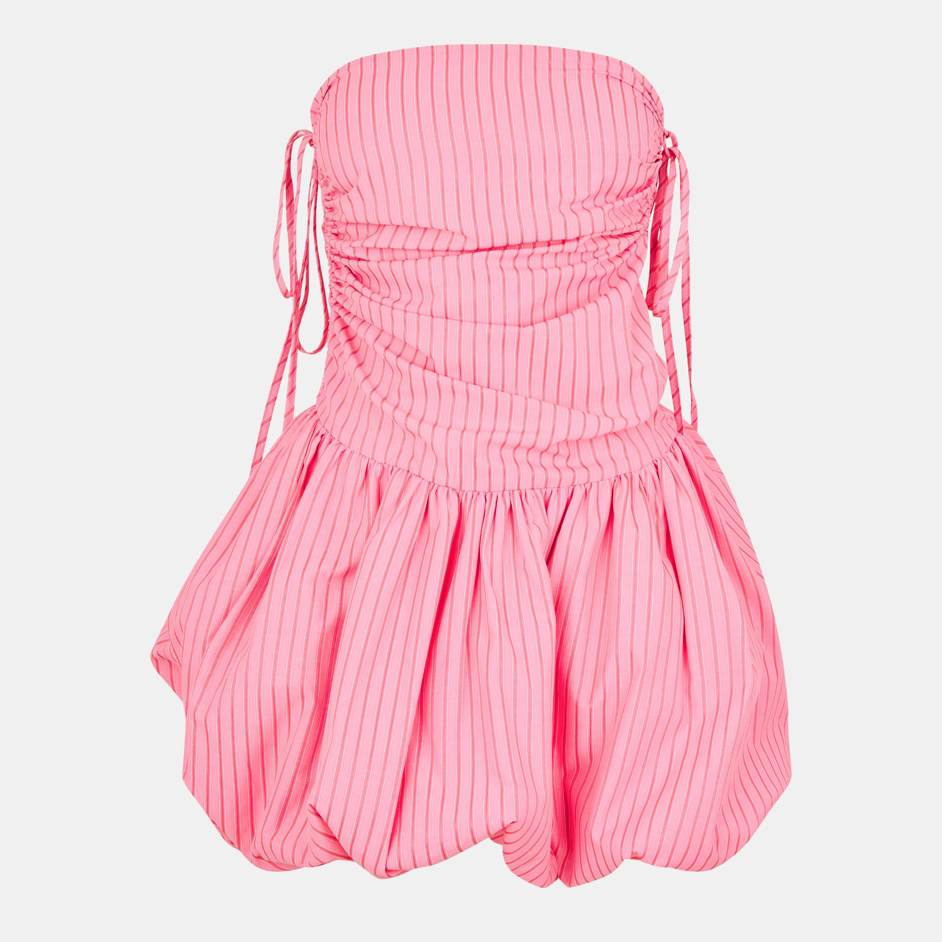 Pink Stripe - AmyLynn - Women's Alexa Mini Peplum Dress - 1