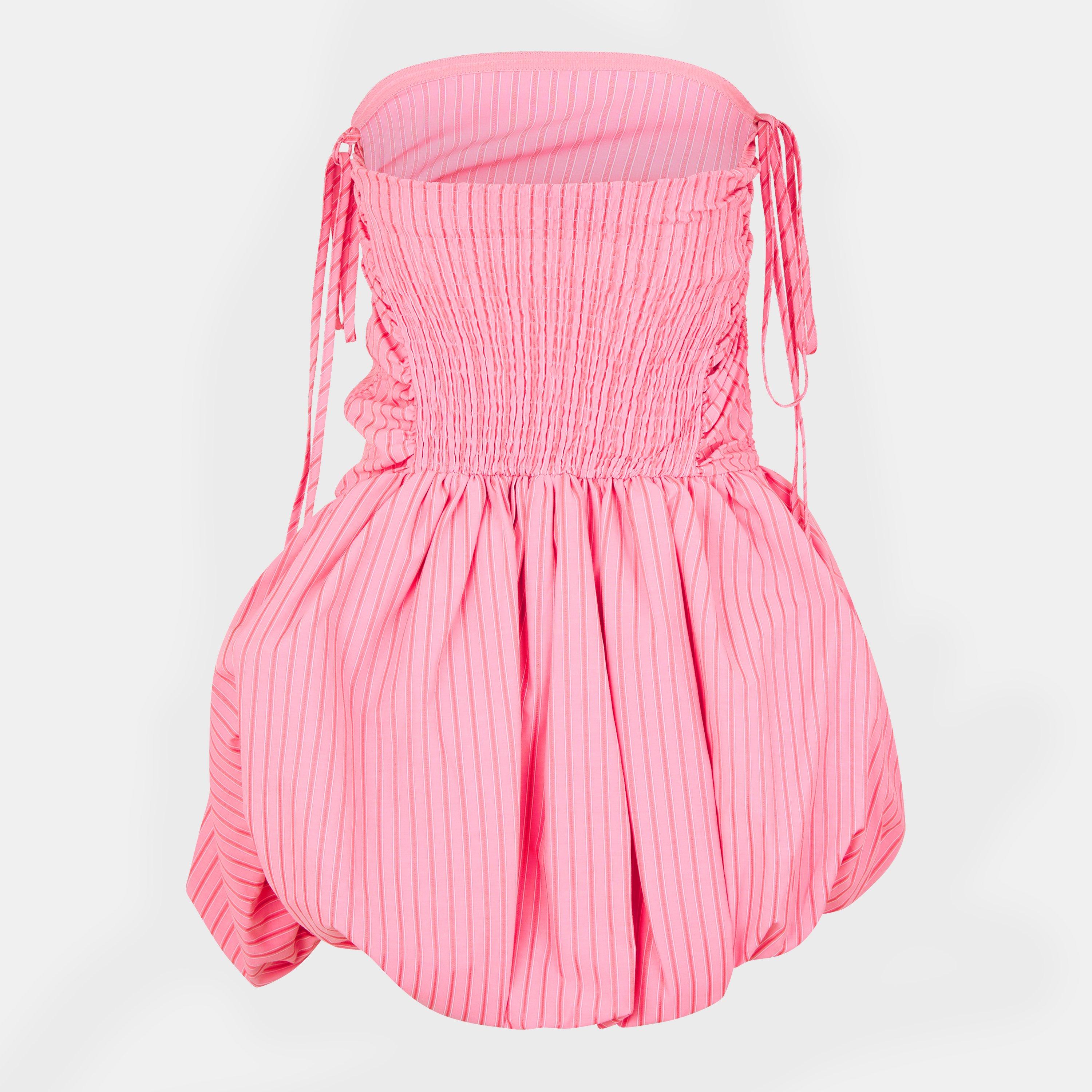 Pink Stripe - AmyLynn - Women's Alexa Mini Peplum Dress - 2