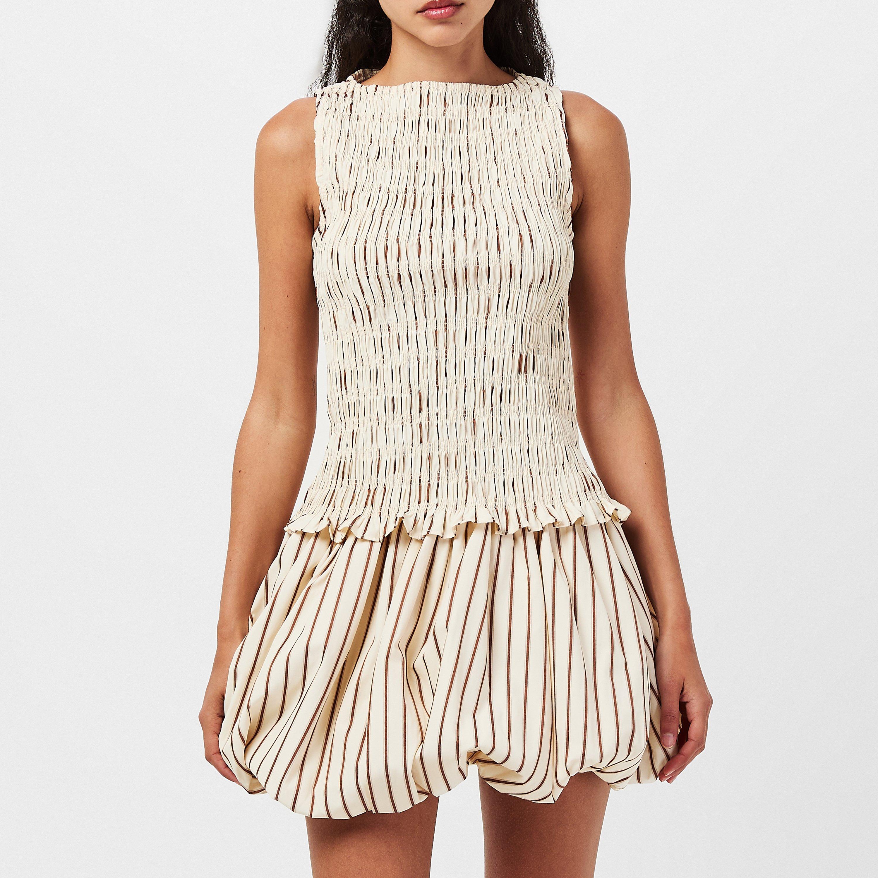 Beige Stripe - AmyLynn - Women's Sonya Puff Sleeve Top - 3