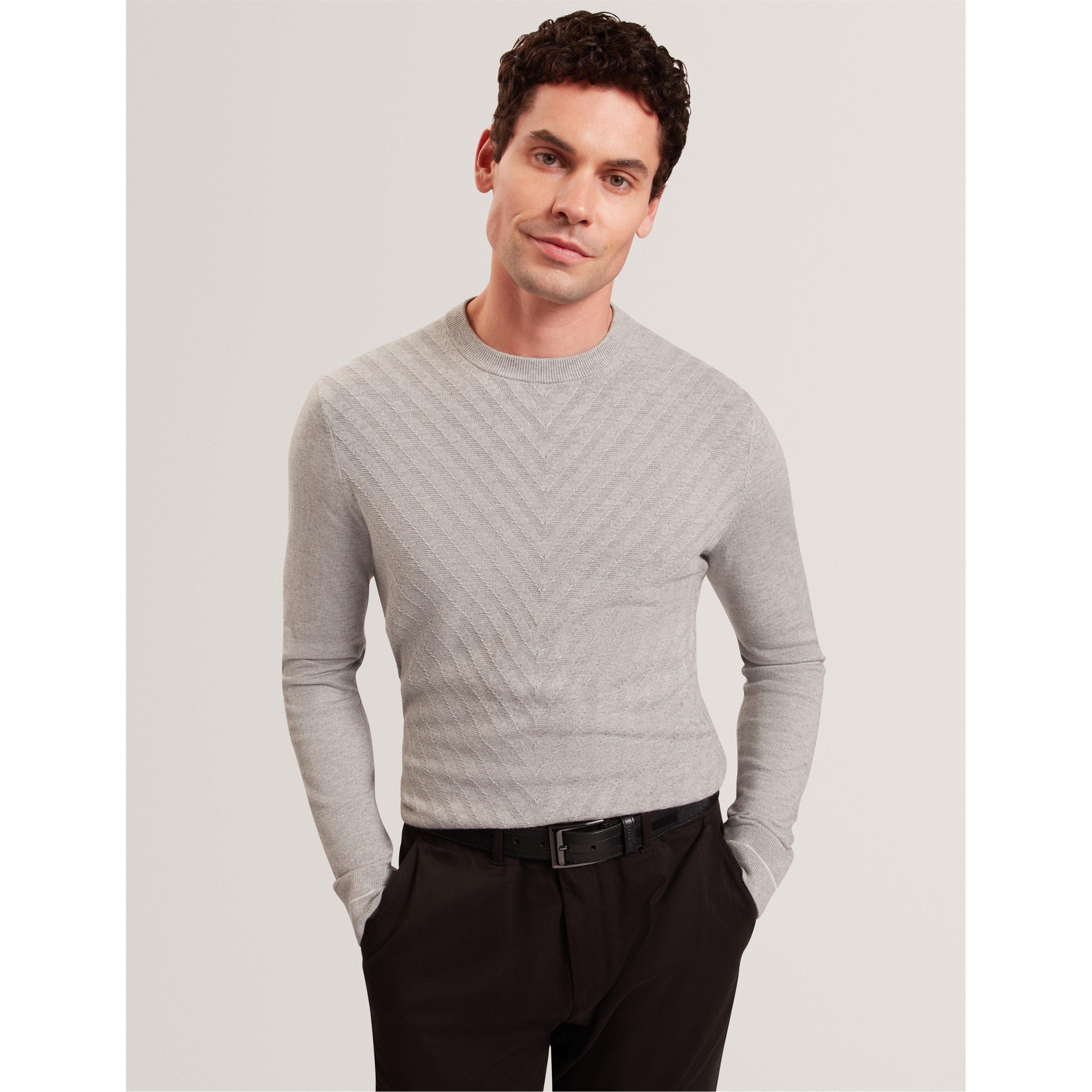 Lt-Grey - Ted Baker - Ted LS Stitch Jumper Sn61 - 2