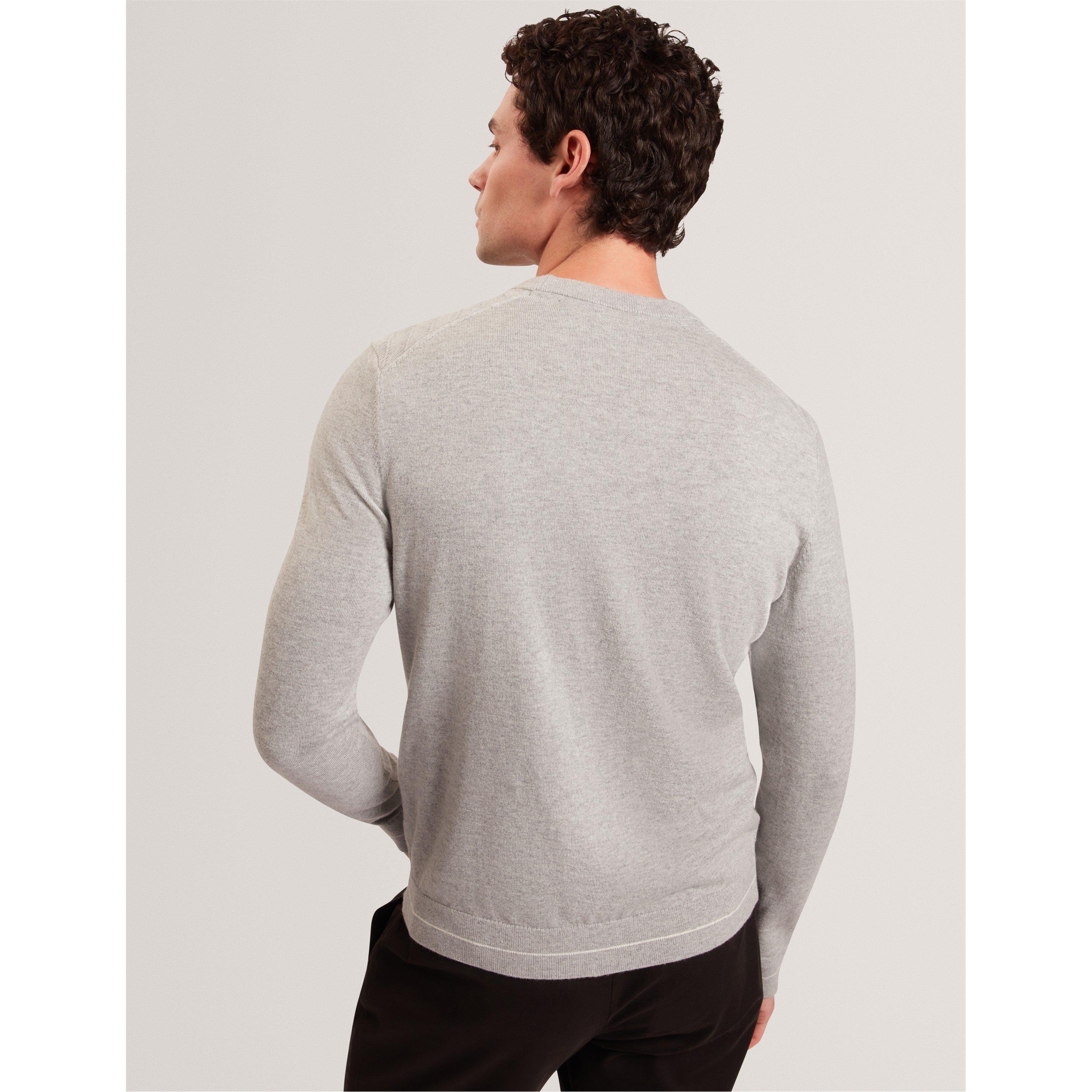 Lt-Grey - Ted Baker - Ted LS Stitch Jumper Sn61 - 3