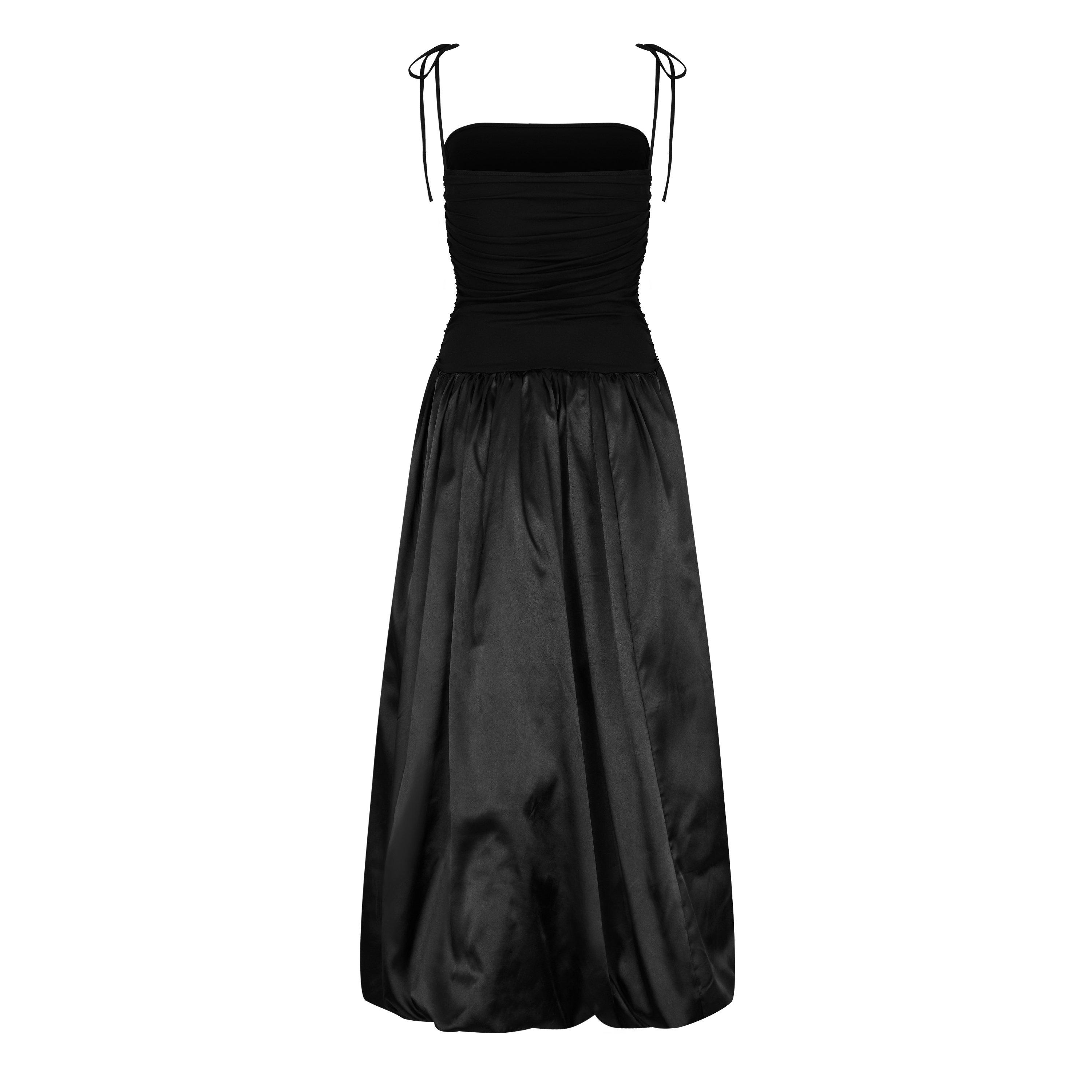 Black - AmyLynn - Women's Alexa Satin Tie Peplum Dress - 6