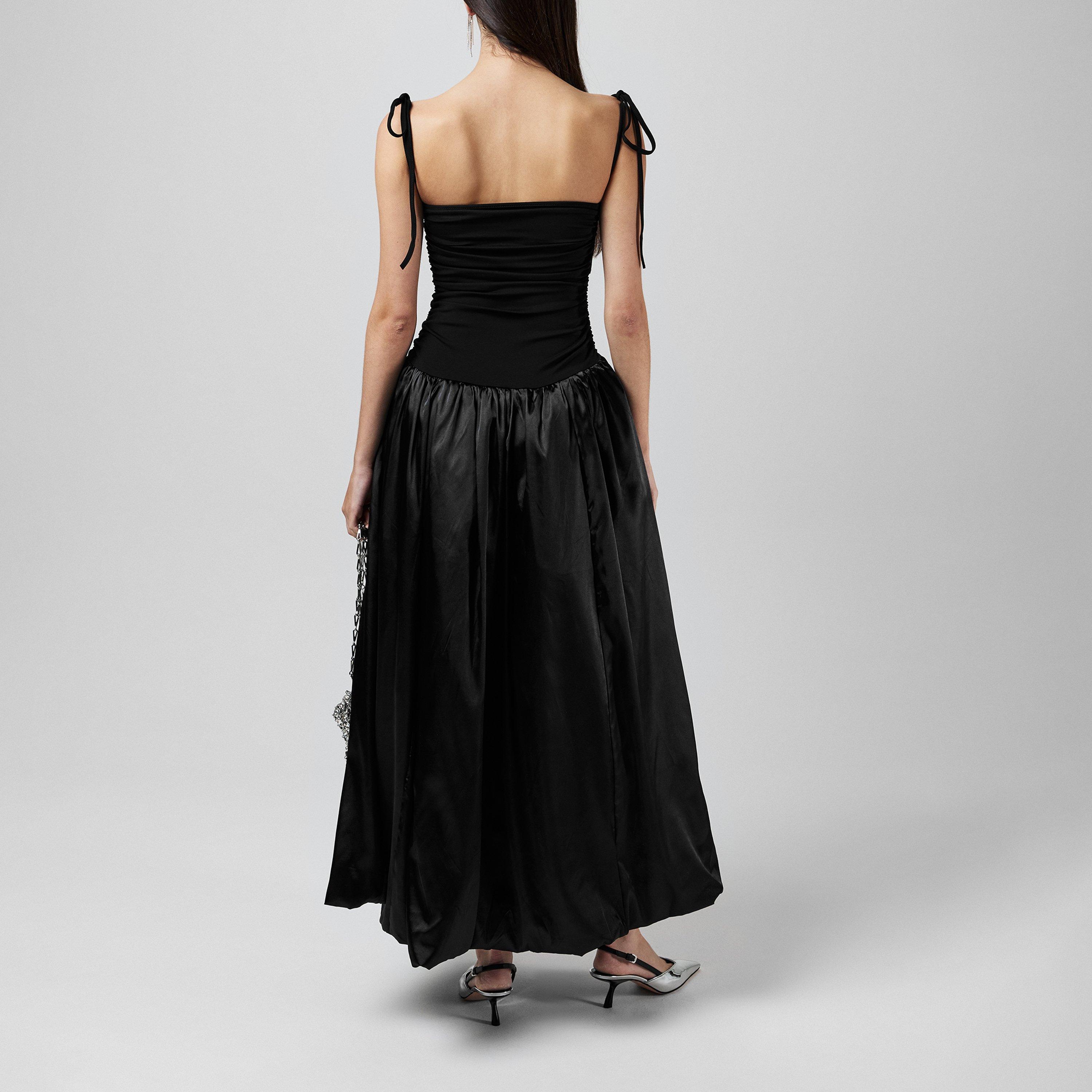 Black - AmyLynn - Women's Alexa Satin Tie Peplum Dress - 3